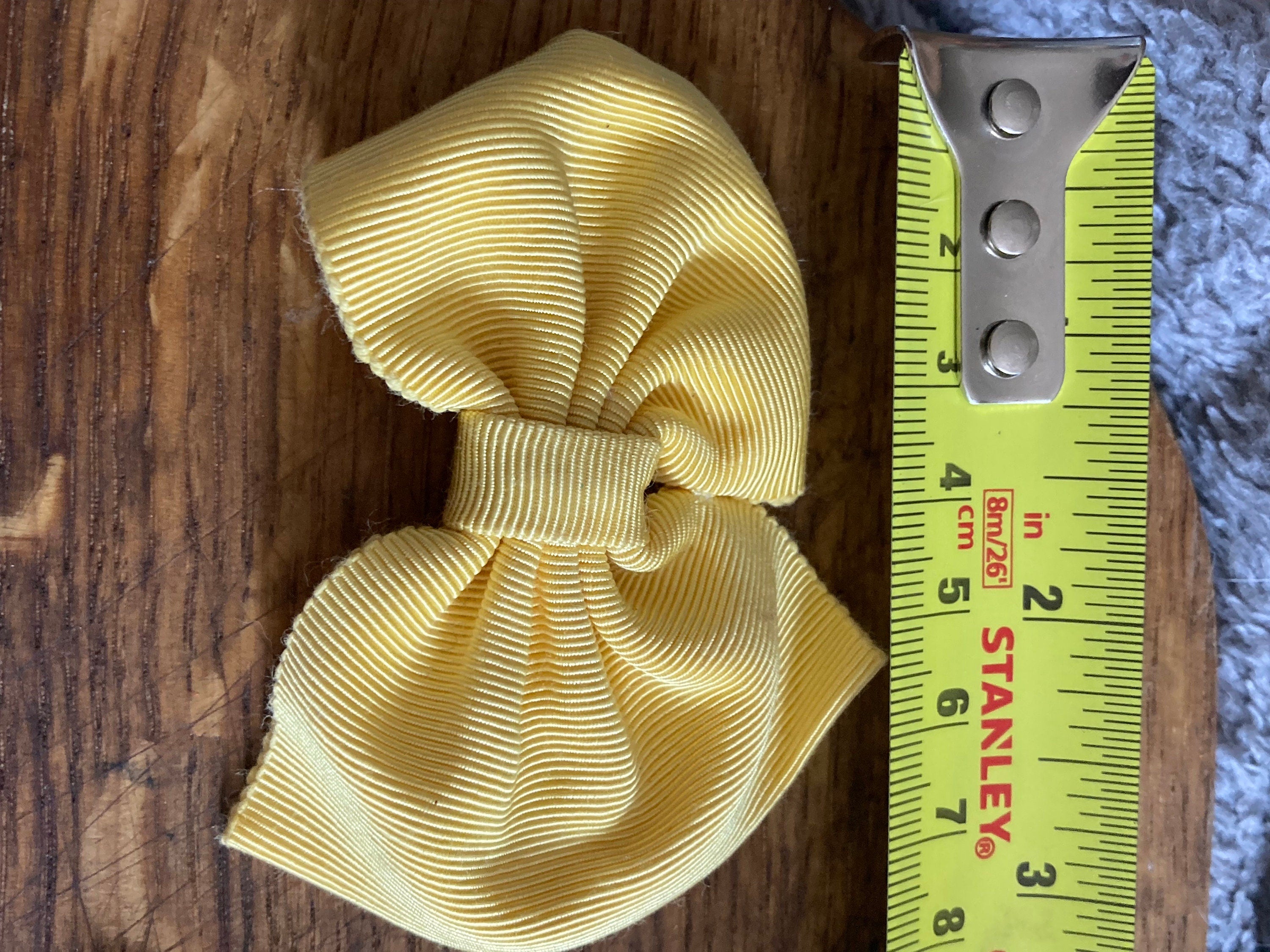 Vintage pair of primrose yellow GROSGRAIN ribbon BOW shoe clips