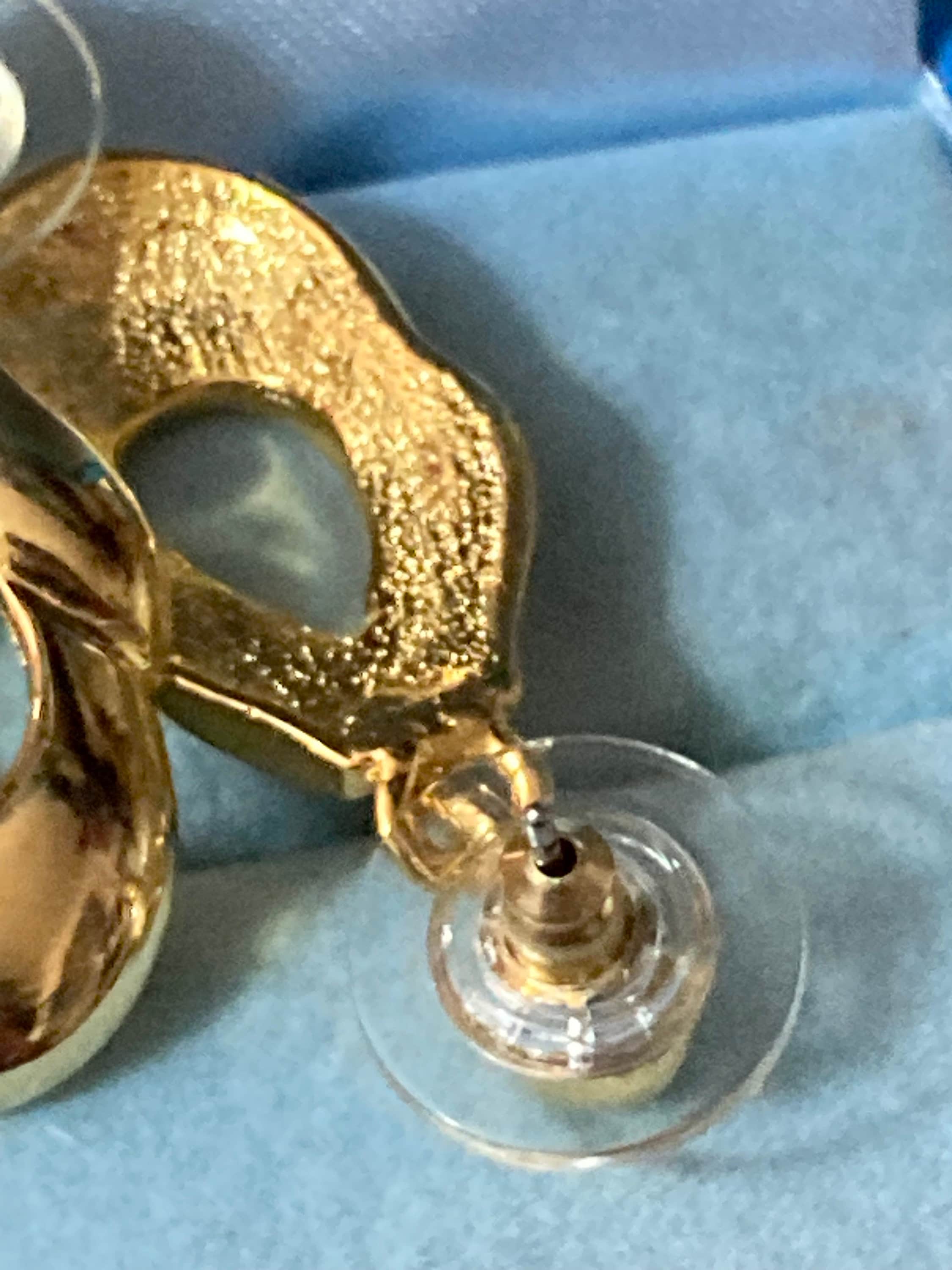 Retro 1980s Gold plated dangly drop earrings new old shop stock