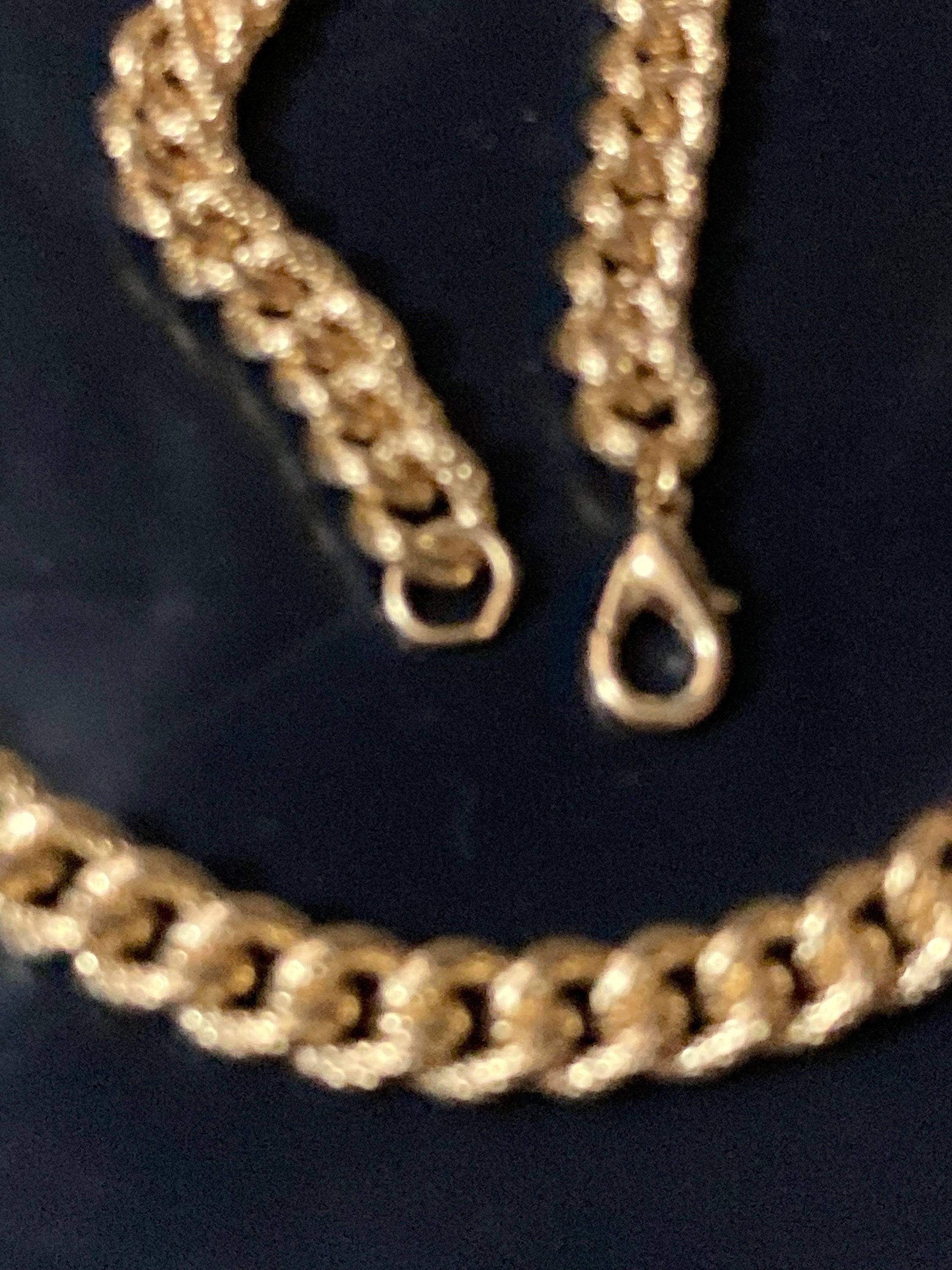 fancy link flat woven ornate etched chunky gold curb chain necklace wide 7mm thick 44cm high end