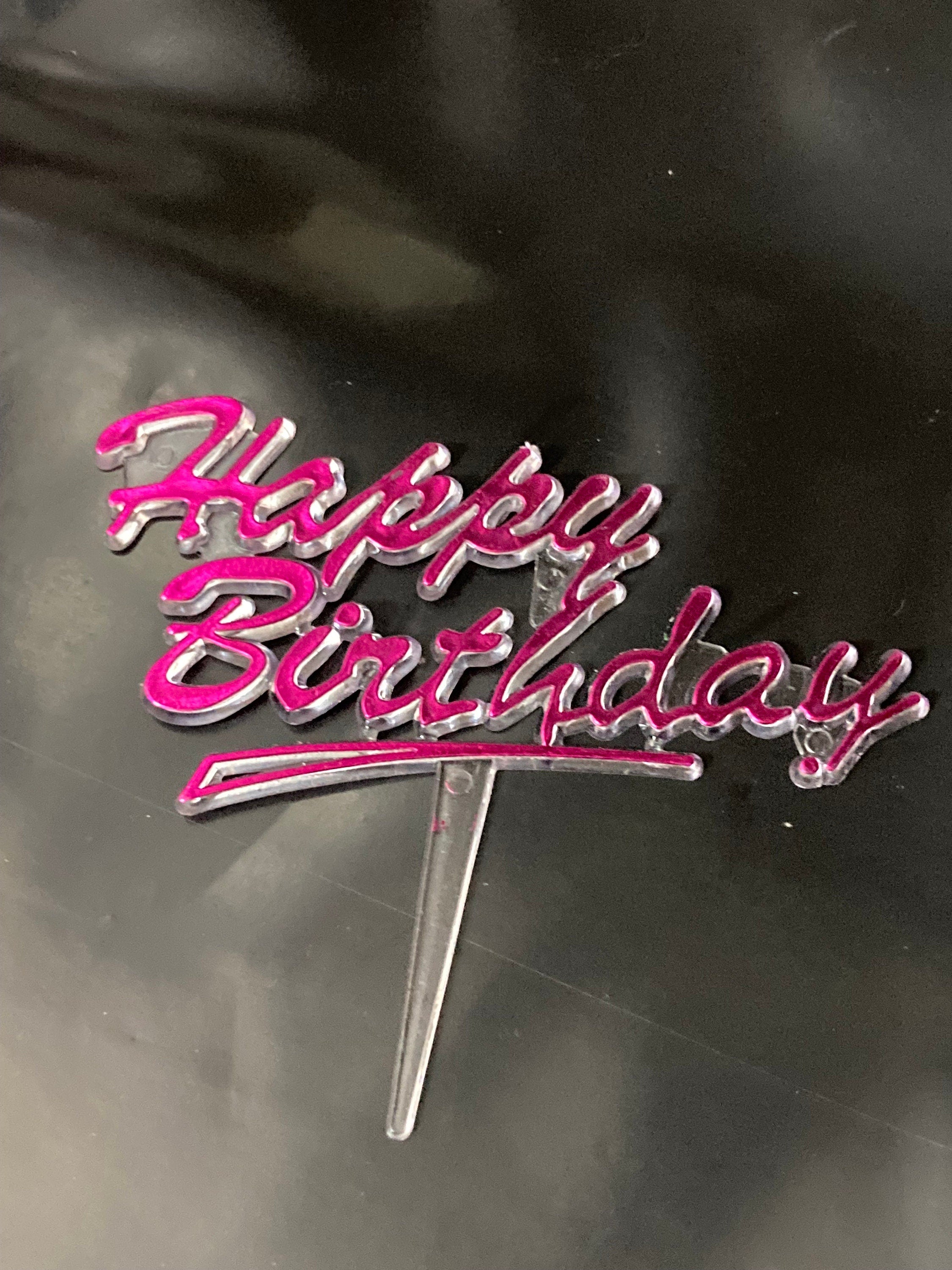 bright pink Happy Birthday Cake Topper plastic Cake Decoration barbie party