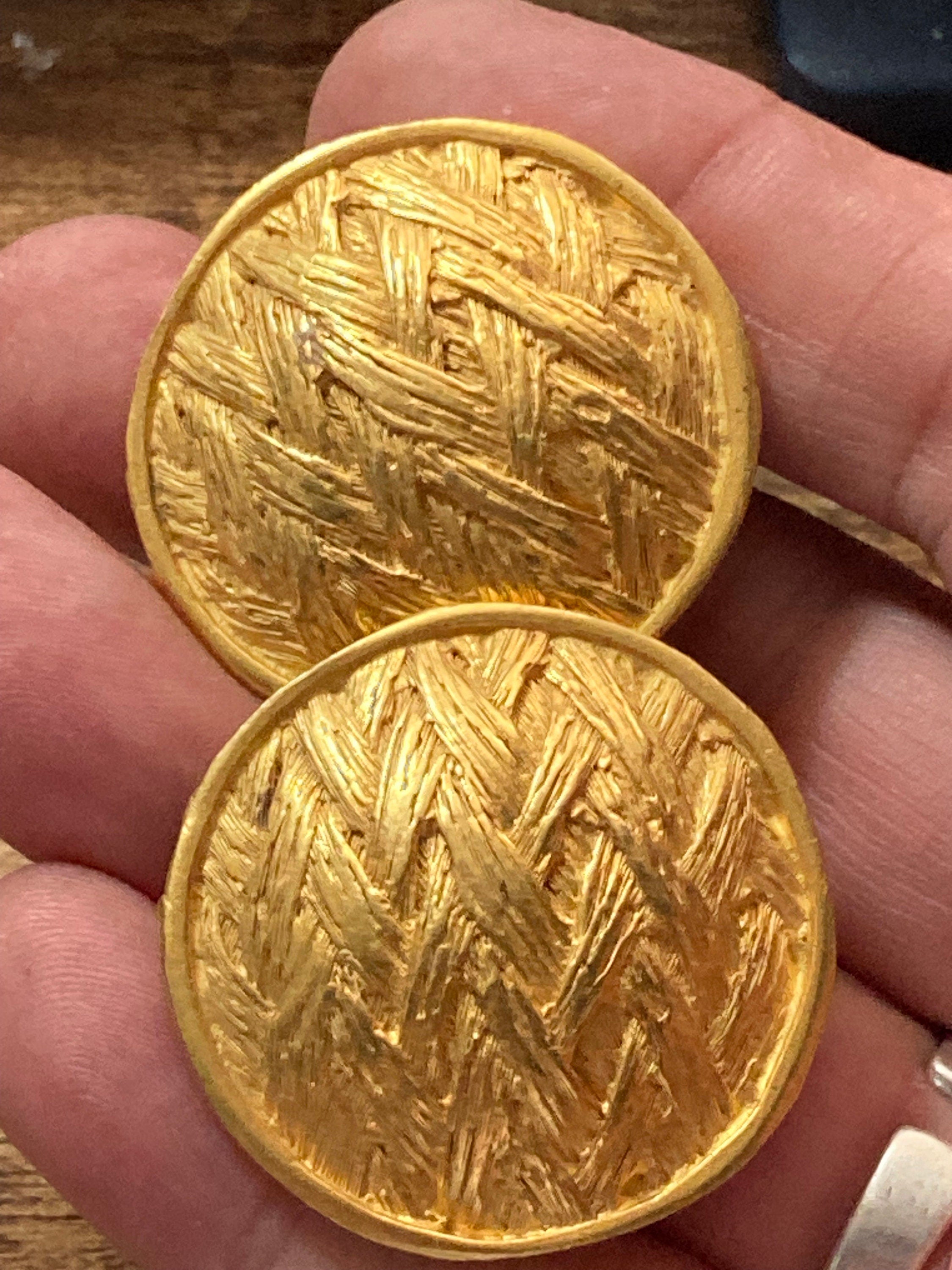 Vintage signed edouard ramboud Paris designer clip on oversized gold disc earrings
