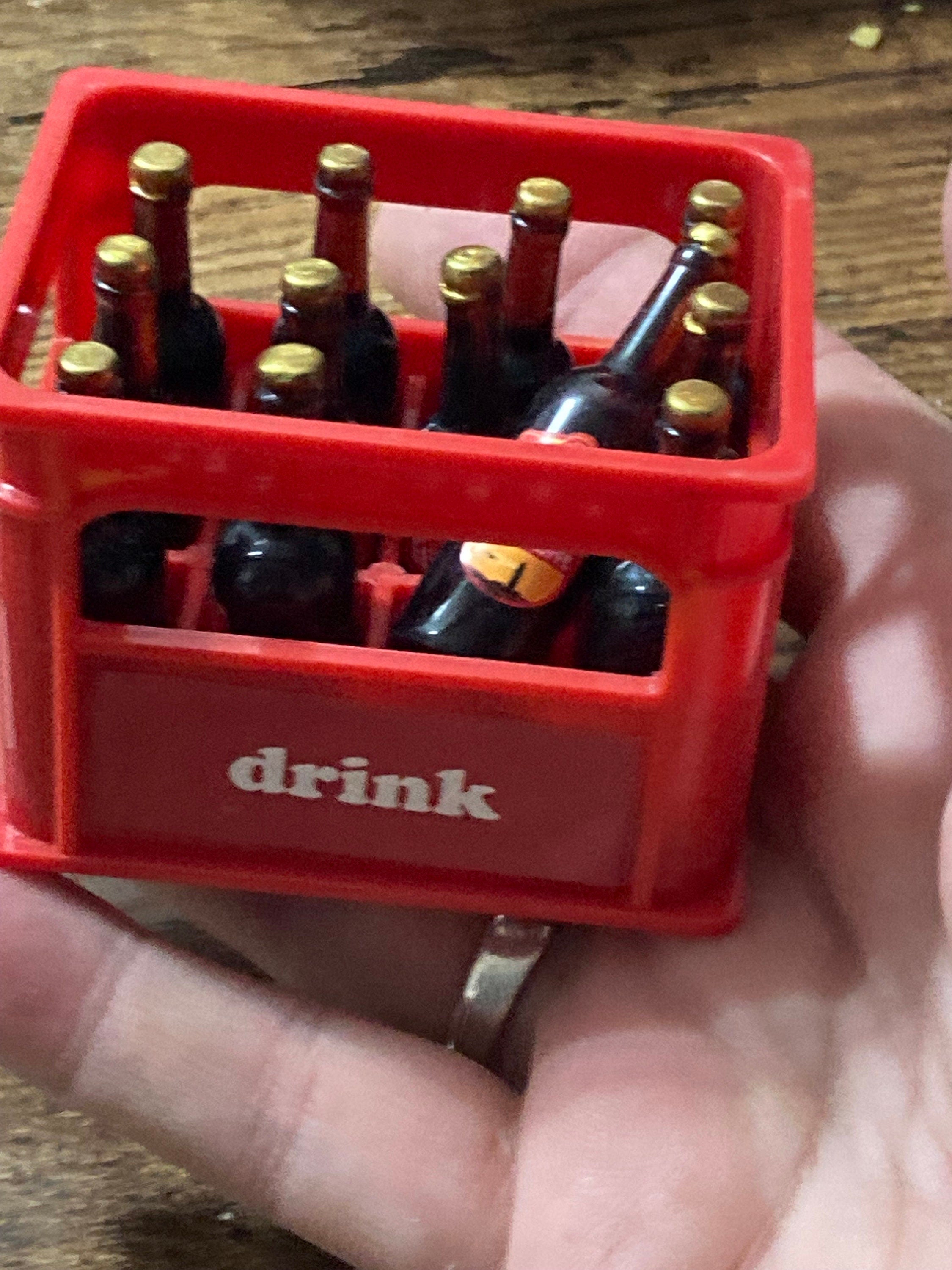 Miniature men’s beer crate and 12 ale bottles micro scenery cake topper dollhouses naughty elf prop