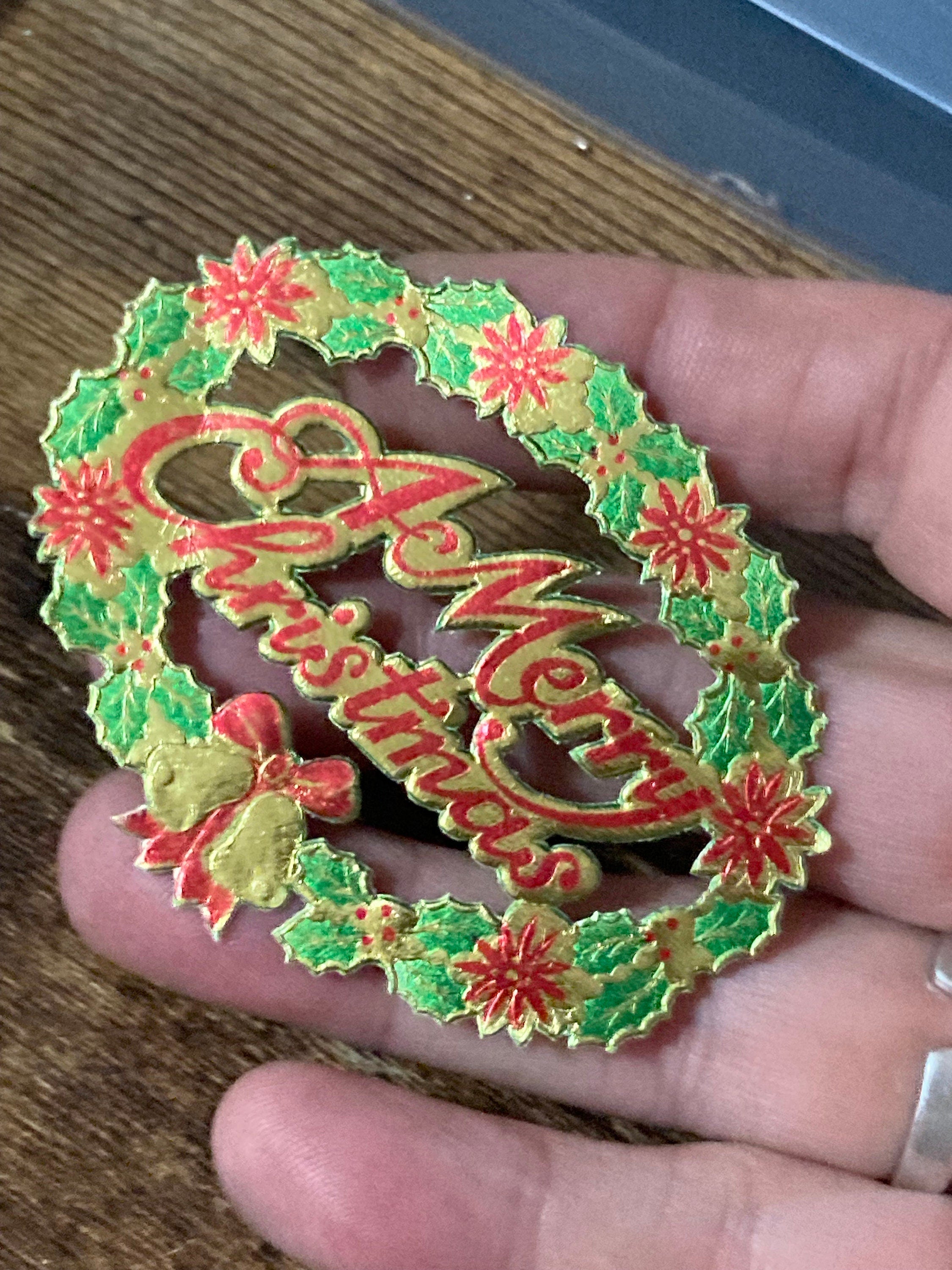 Vintage Merry Christmas Cake Topper, Gold Paper Decoration