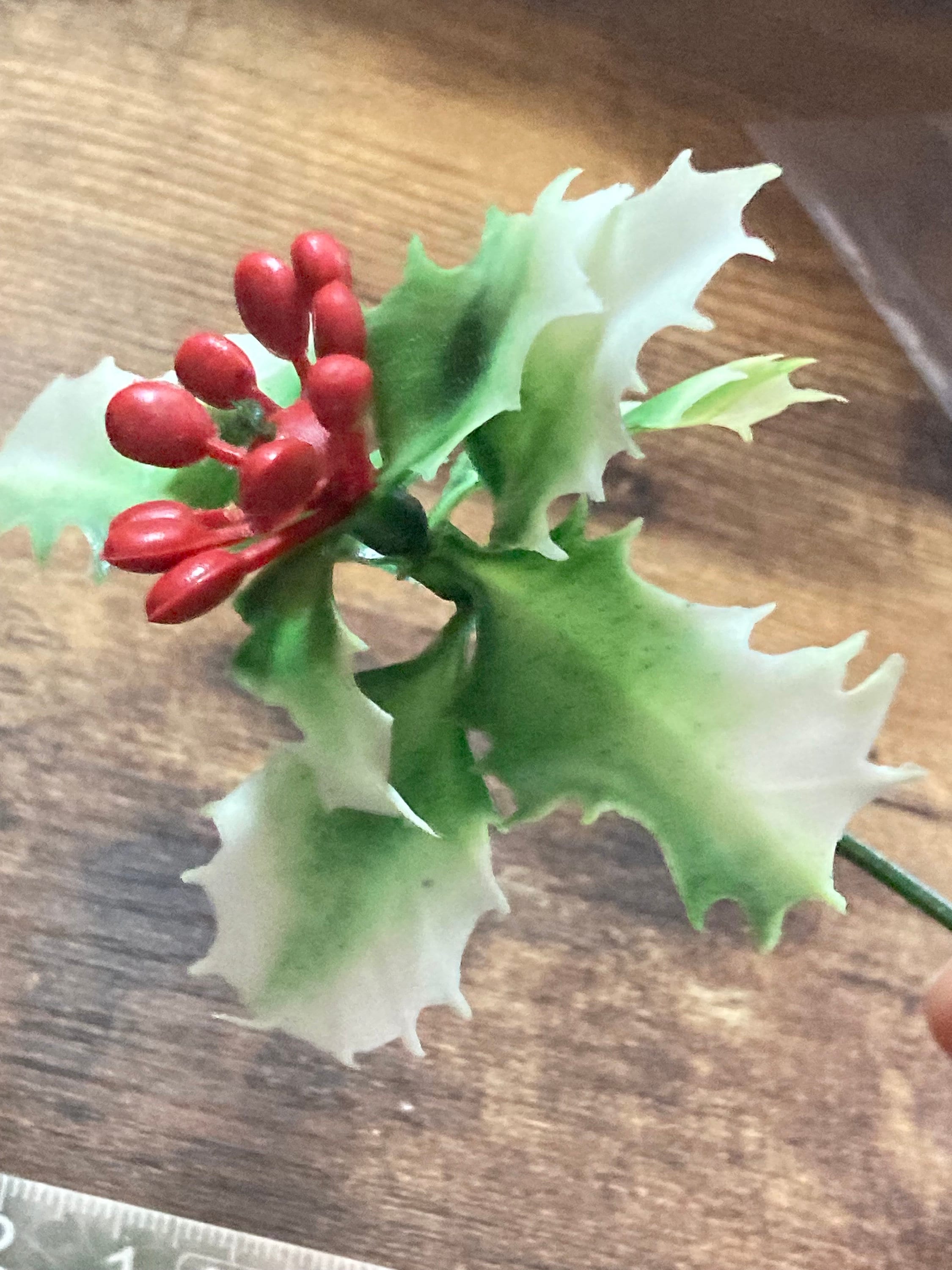 Vintage Plastic Holly Sprig, Red Berries Cake Topper (22cm)