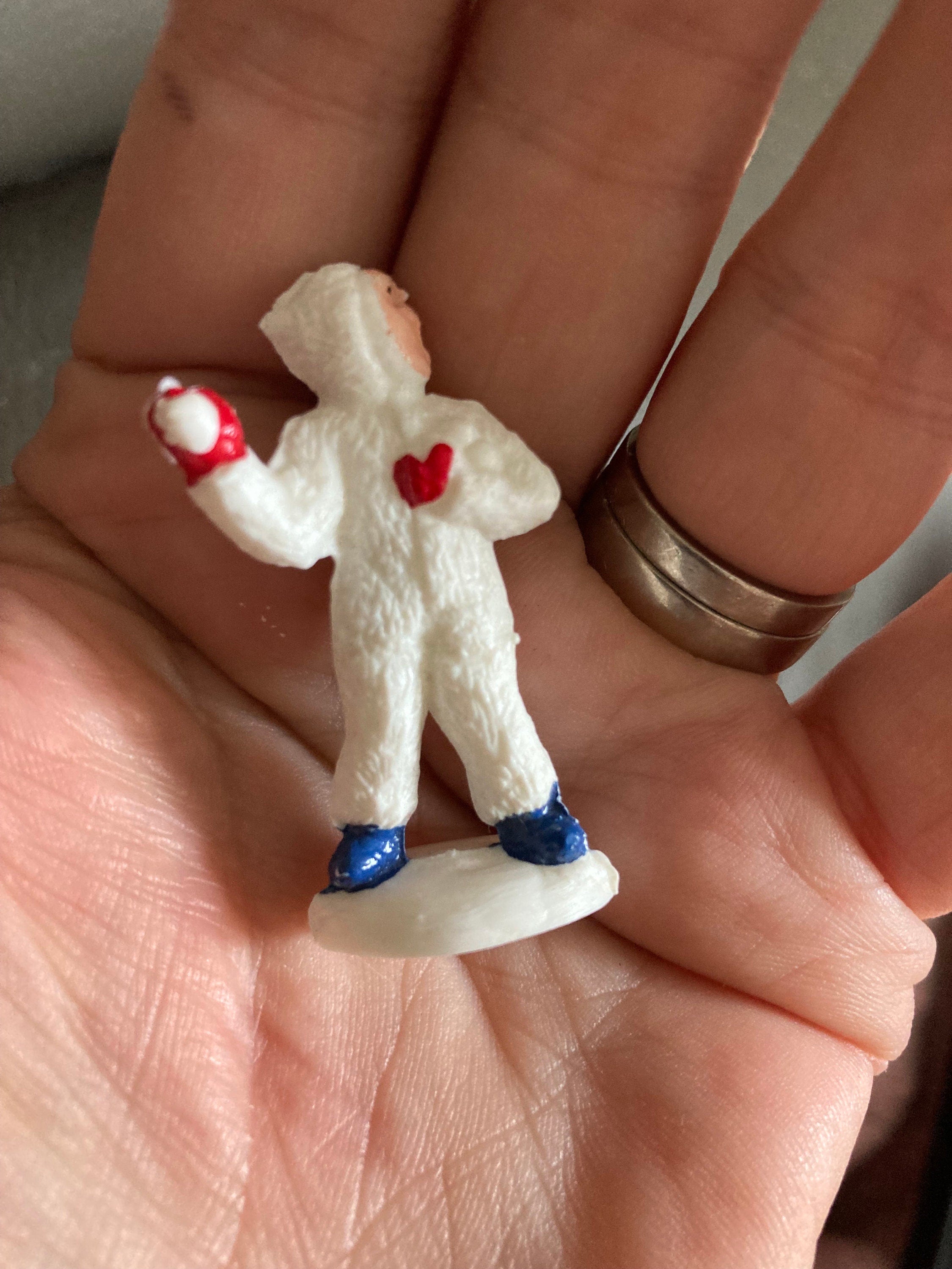 Vintage skiing 1 x Winter Boy figure with snowball plastic Christmas Xmas birthday Cake topper decoration