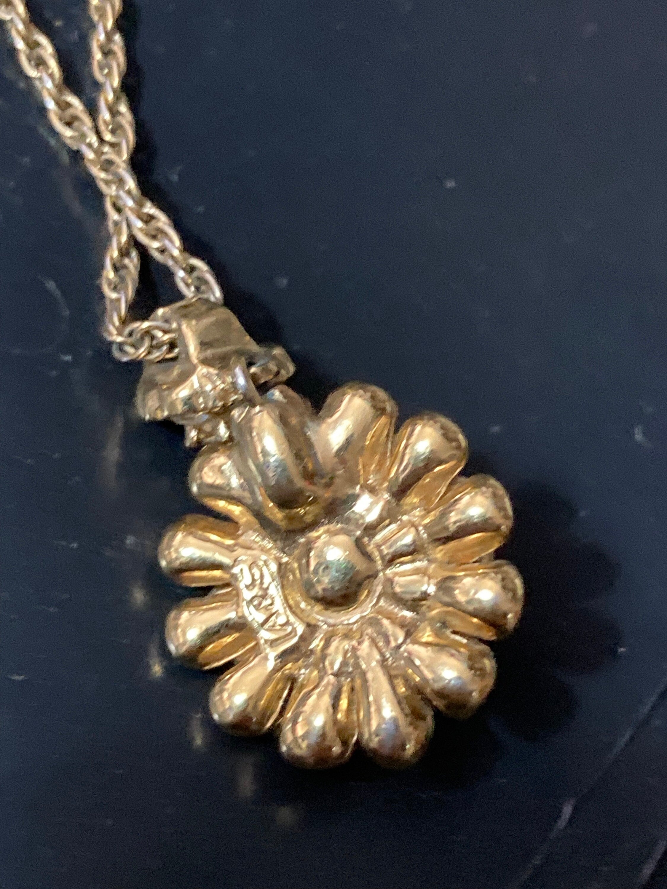 Signed vintage A&S Attwood and Sawyer diamanté rhinestone clear crystal drop necklace gold tone