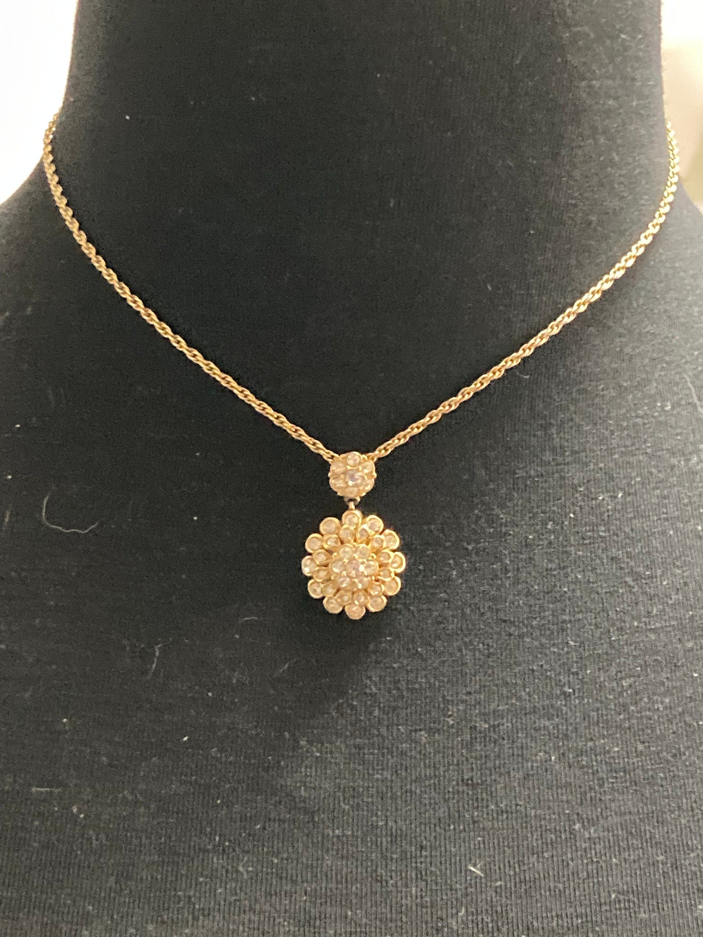 Signed vintage A&S Attwood and Sawyer diamanté rhinestone clear crystal drop necklace gold tone