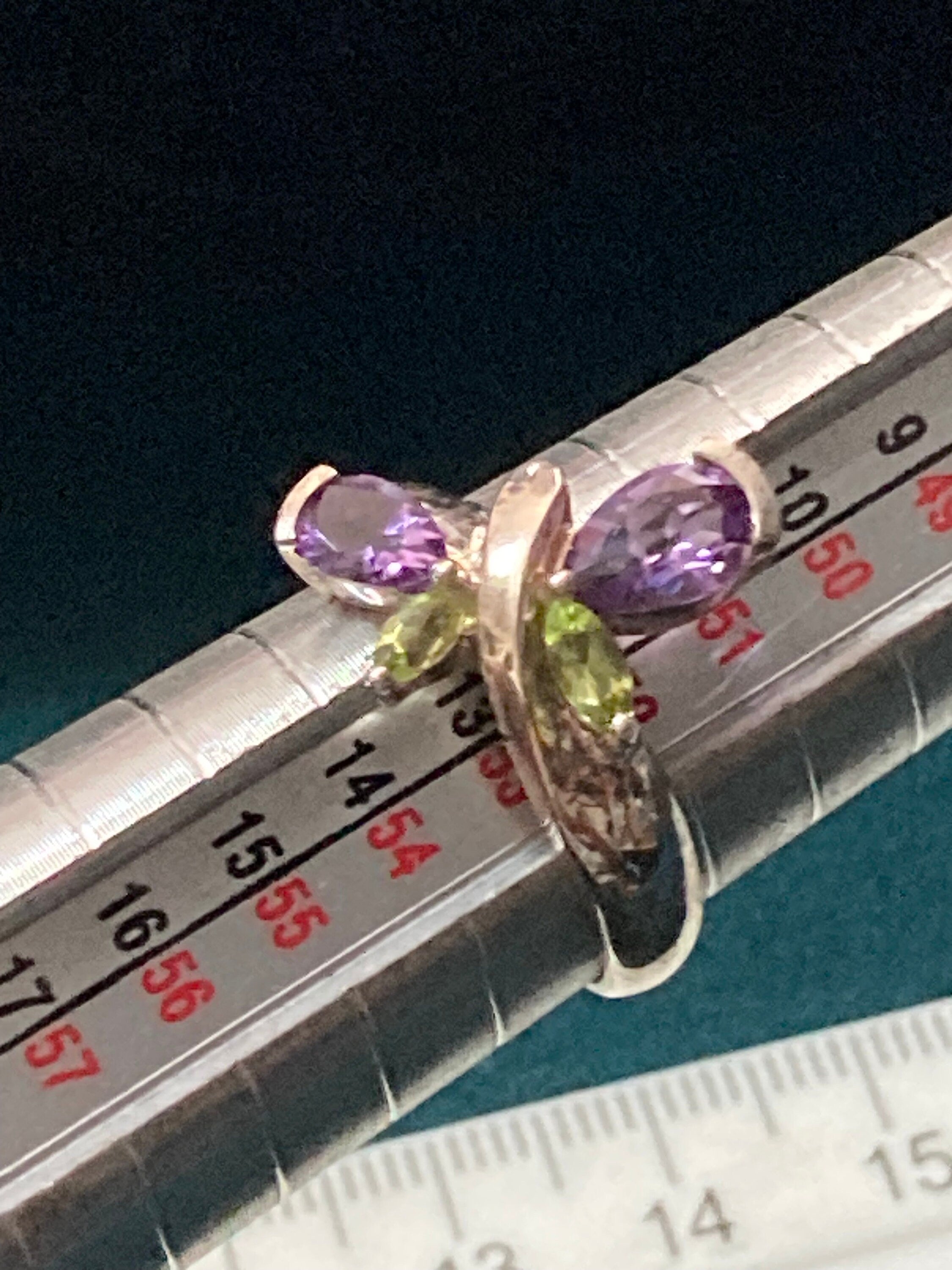 vintage purple AMETHYST butterfly dress ring size M N 925 sterling silver