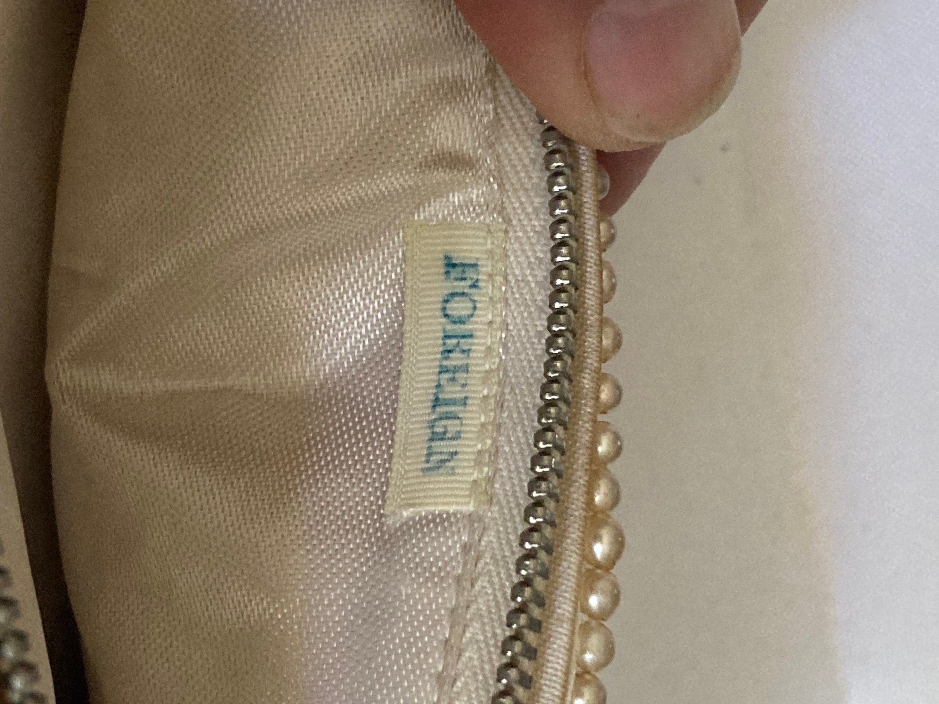 Vintage cream white micro beaded faux pearl evening purse belgian