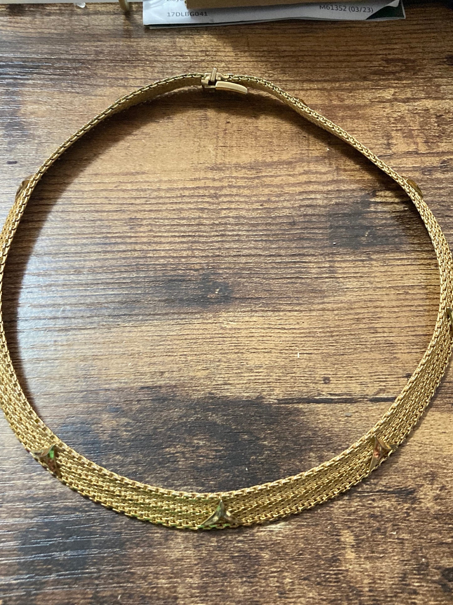 1966 signed GROSSE gold tone wide mesh choker necklace designer