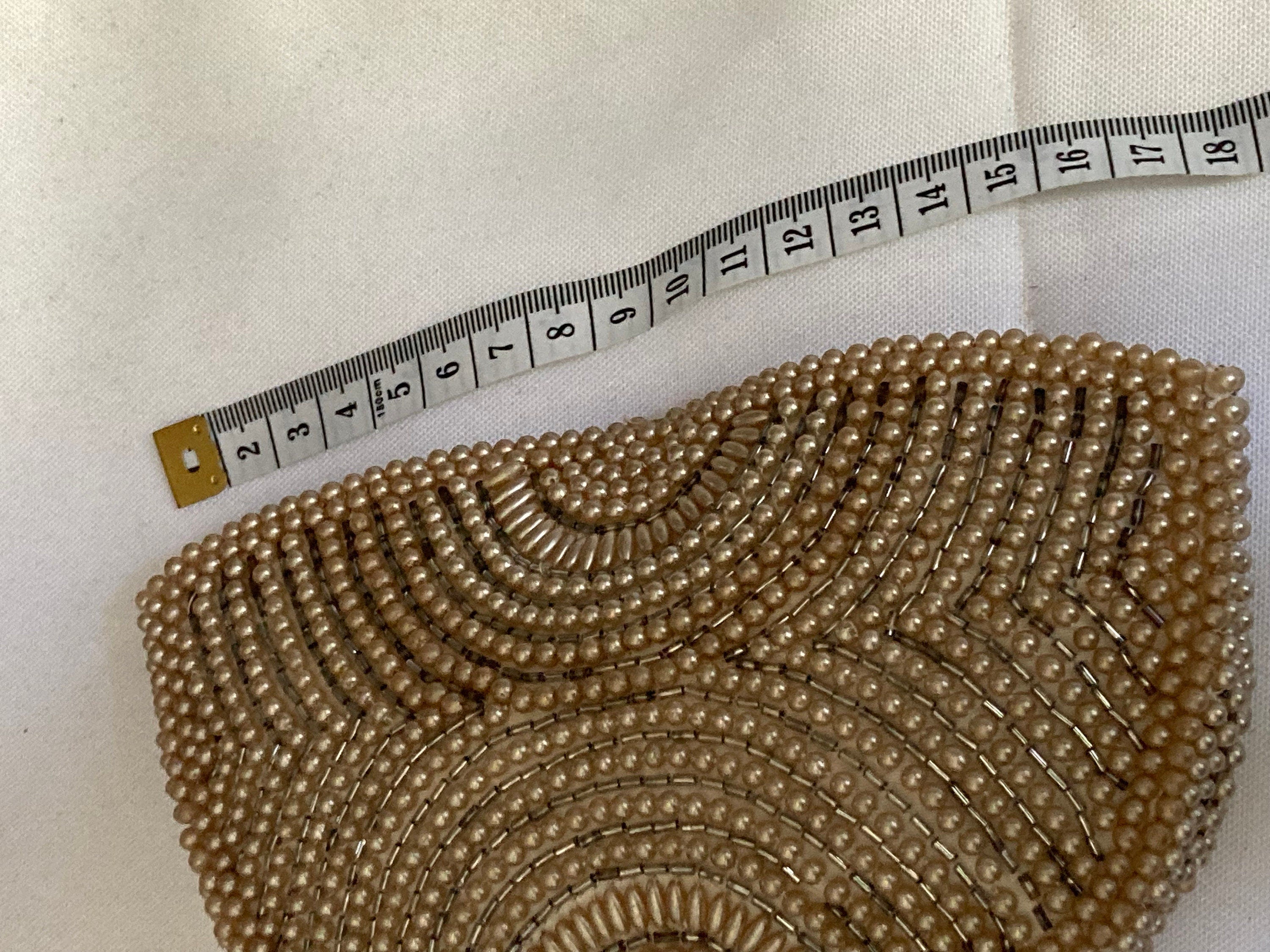 Vintage cream white micro beaded faux pearl evening purse belgian