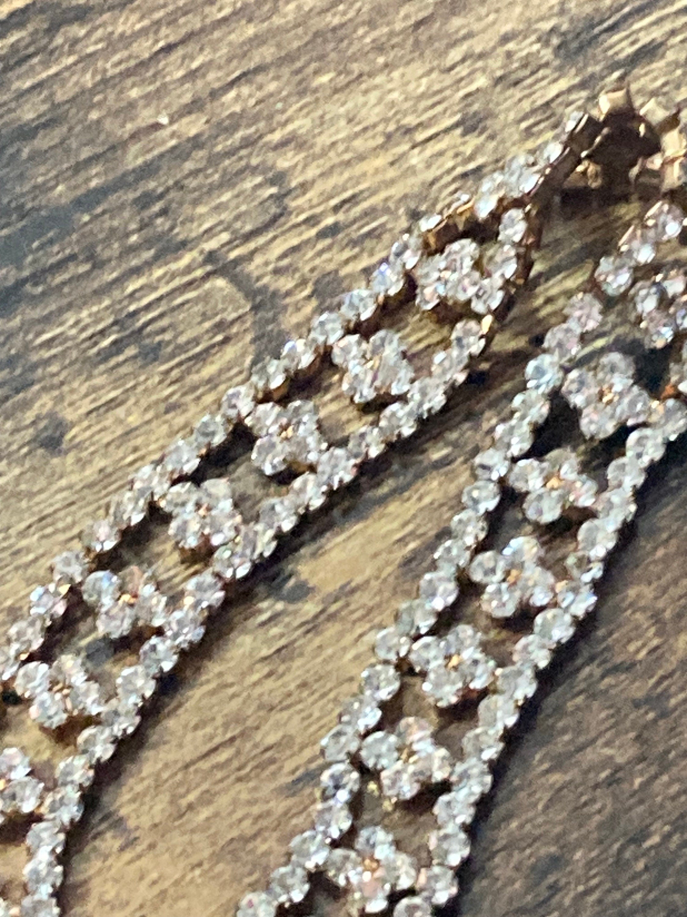 Copper gold tone diamanté crystal adjustable rhinestone bracelet