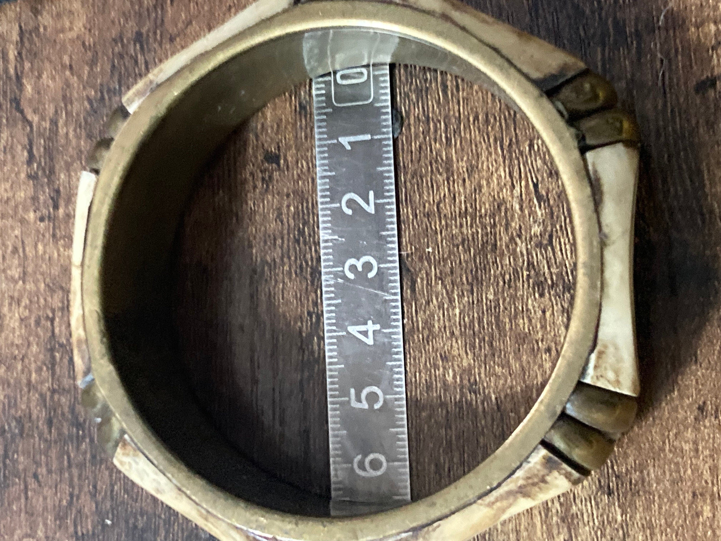 Retro gold tone faux bone acrylic brass wide cuff bangle
