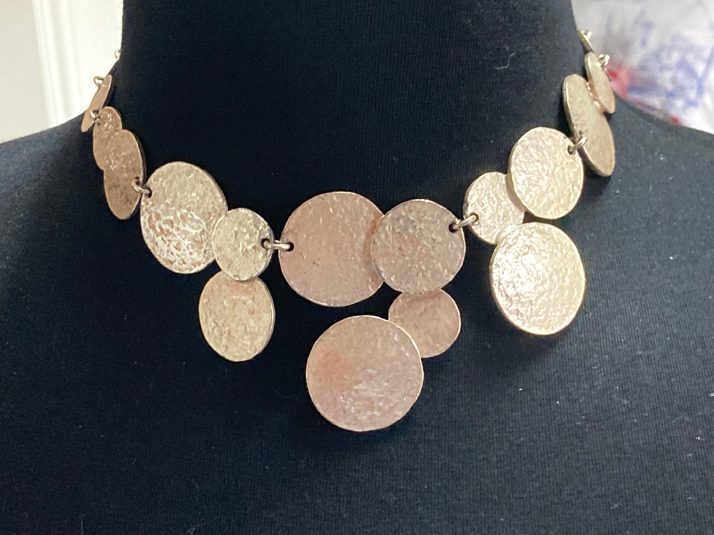 Signed Dolce Vita silver tone statement panel link necklace Paris France Designer
