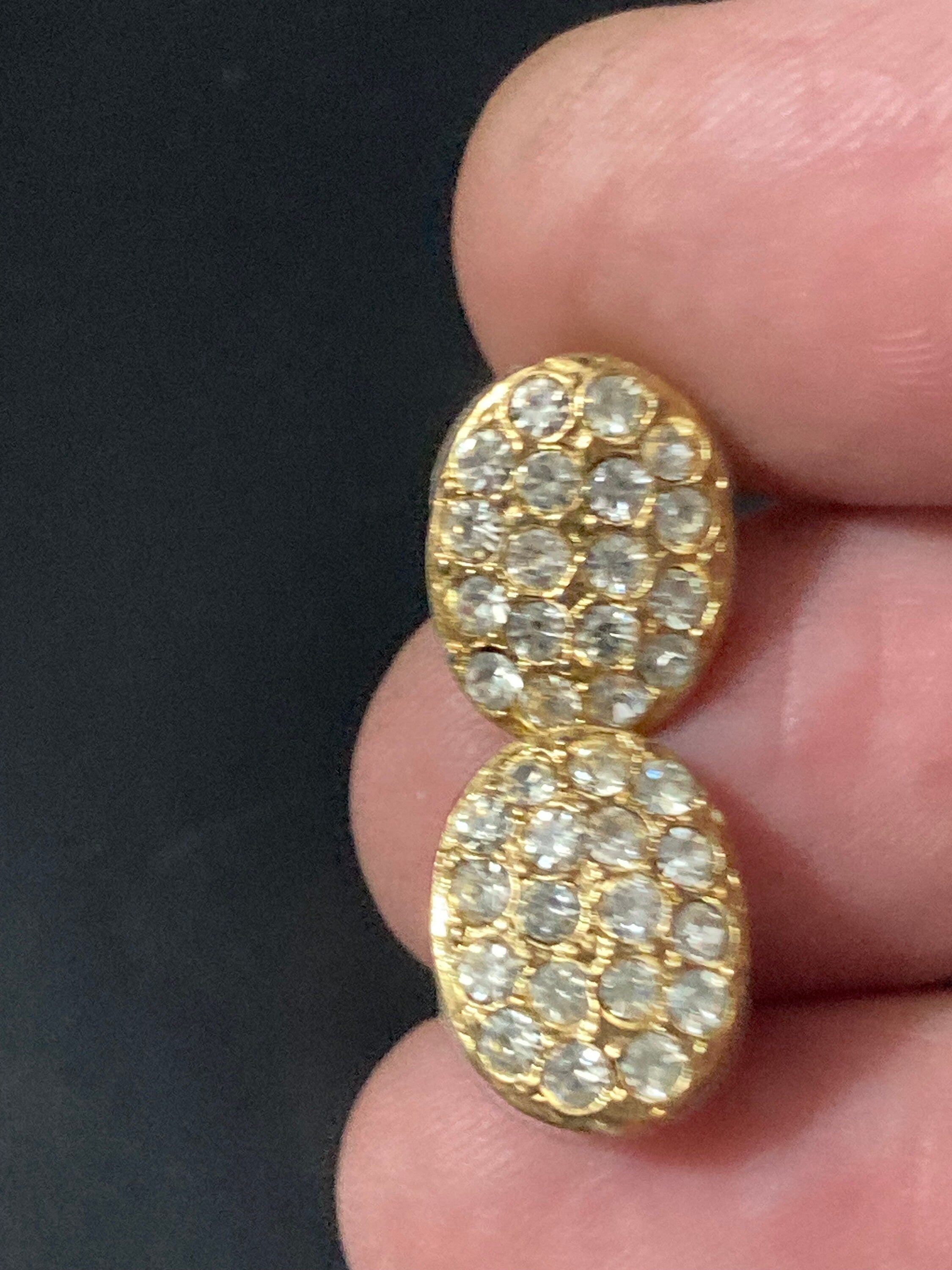 retro small gold tone clear diamanté paste crystal stud earrings for pierced ears