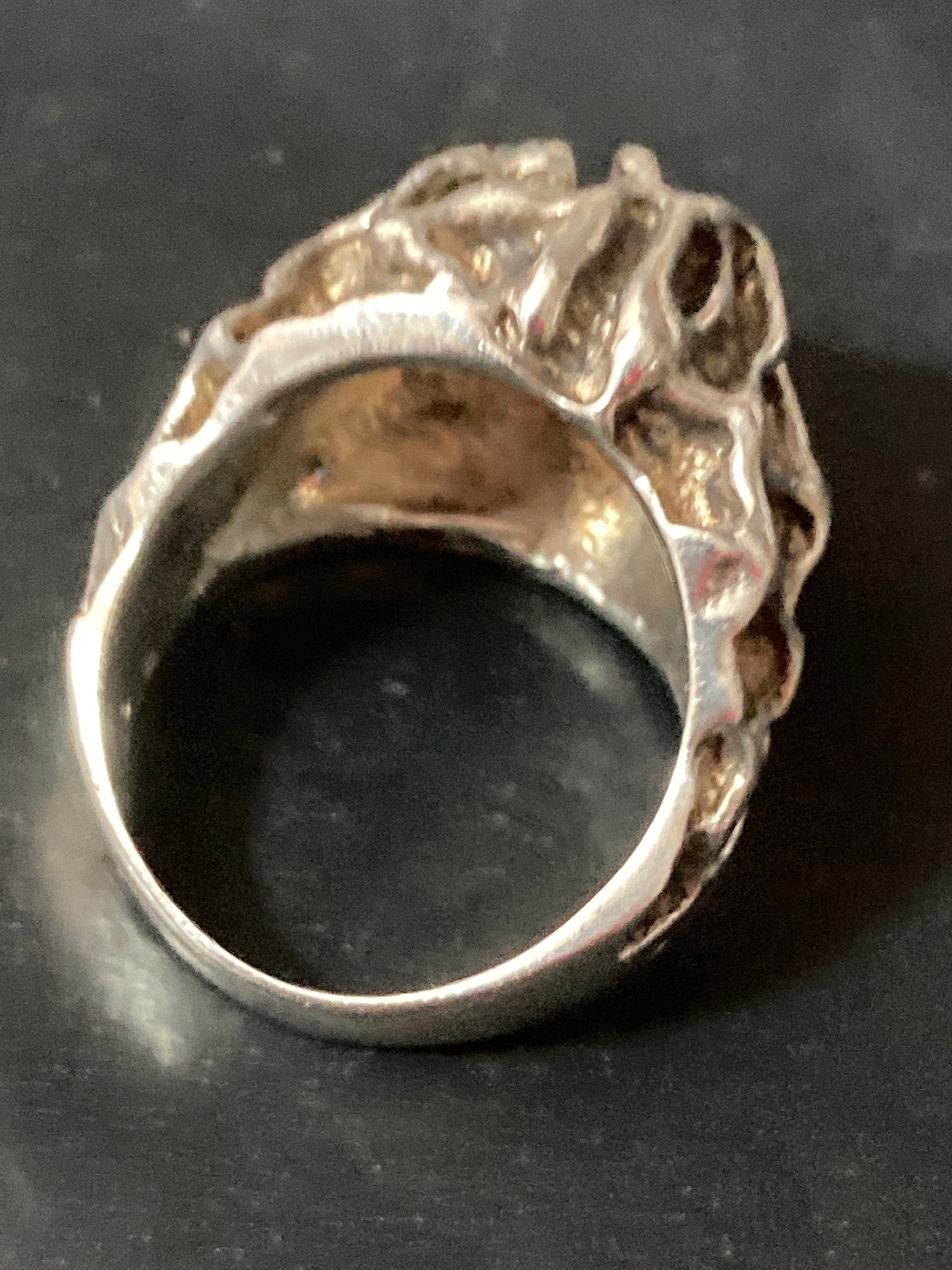 Heavy chunky SIZE P sterling silver 925 modernist brutalist ring 11.4 grams
