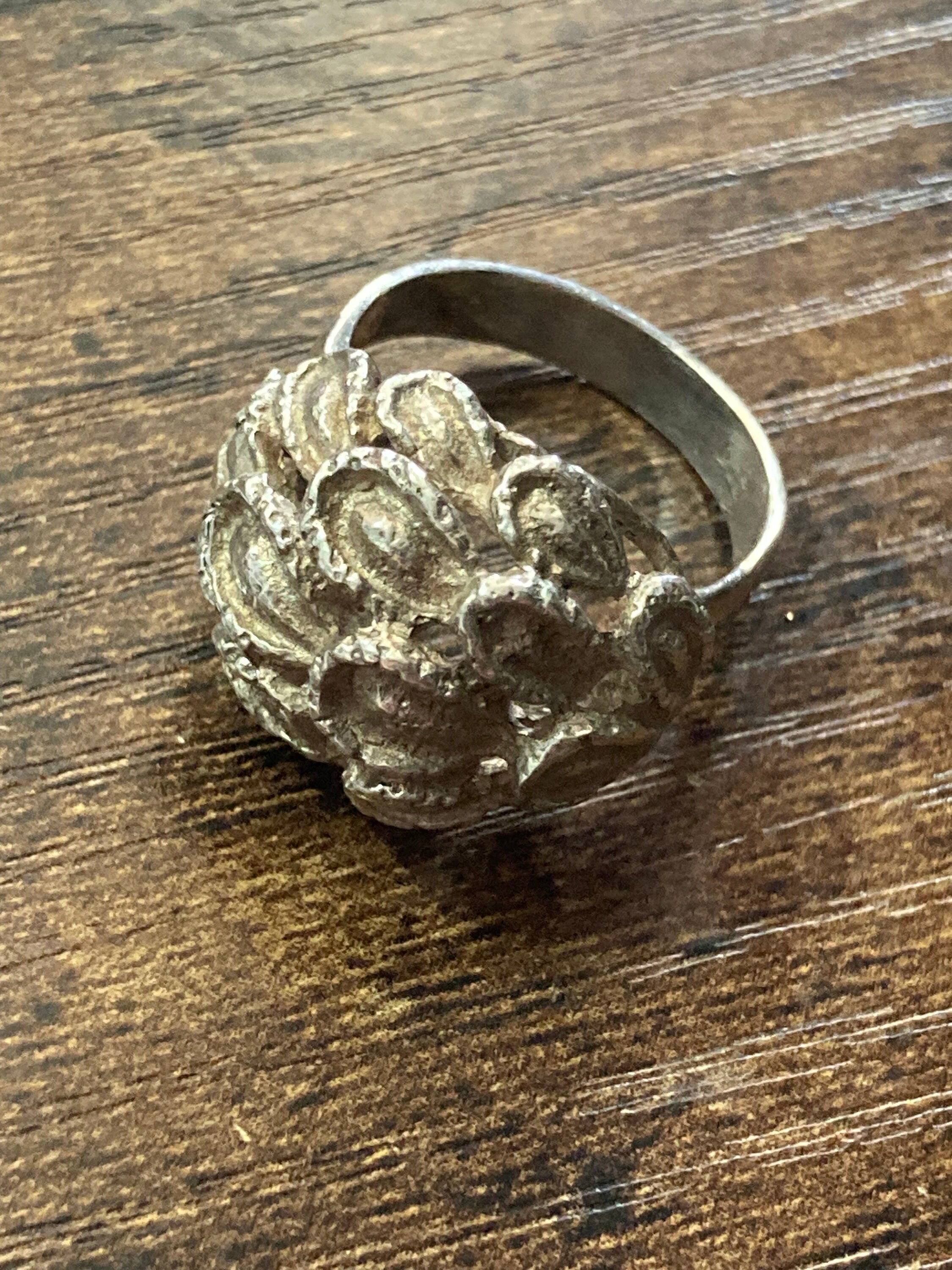 Heavy chunky SIZE P sterling silver 925 modernist brutalist ring 11.4 grams