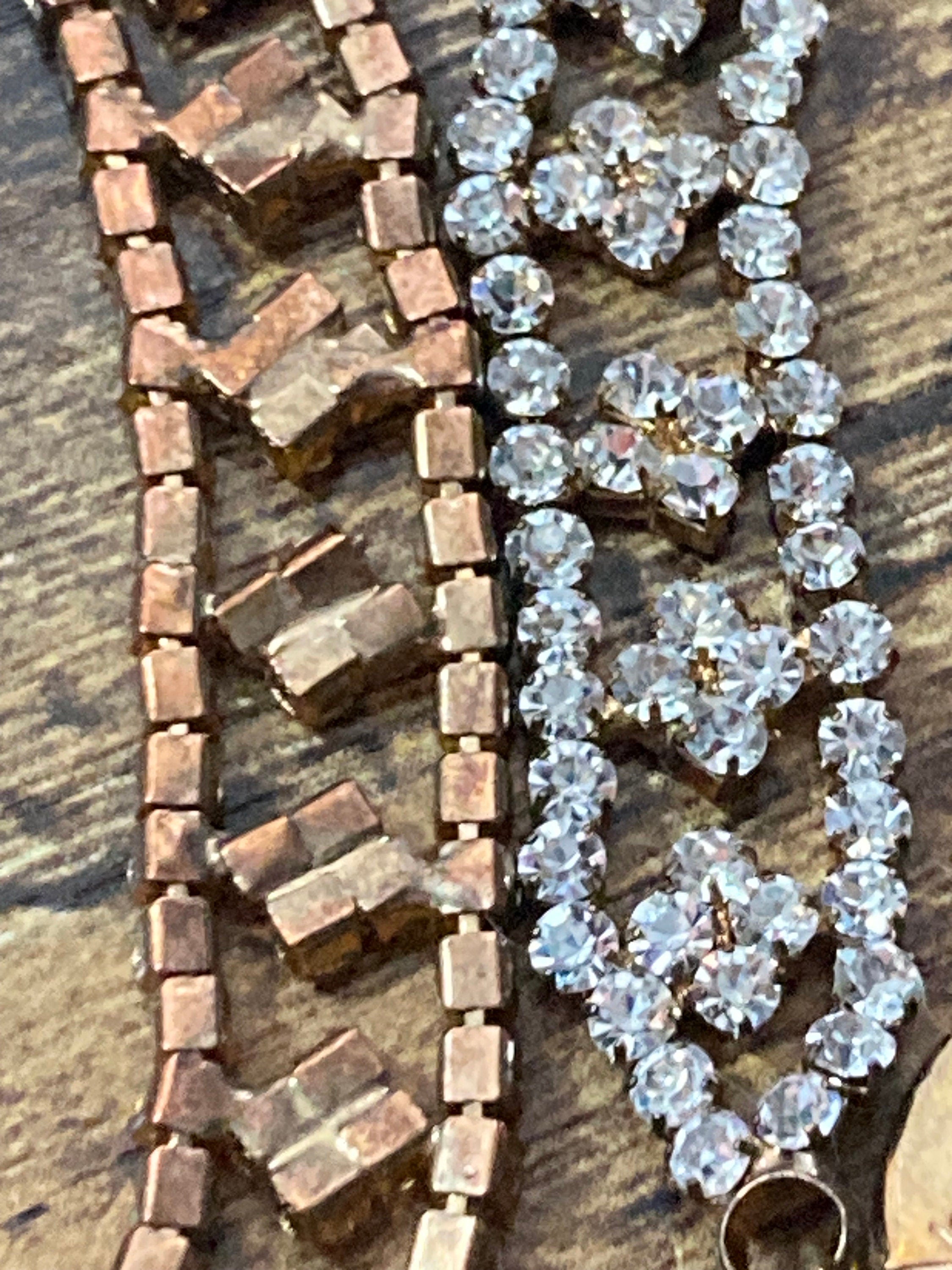 Copper gold tone diamanté crystal adjustable rhinestone bracelet