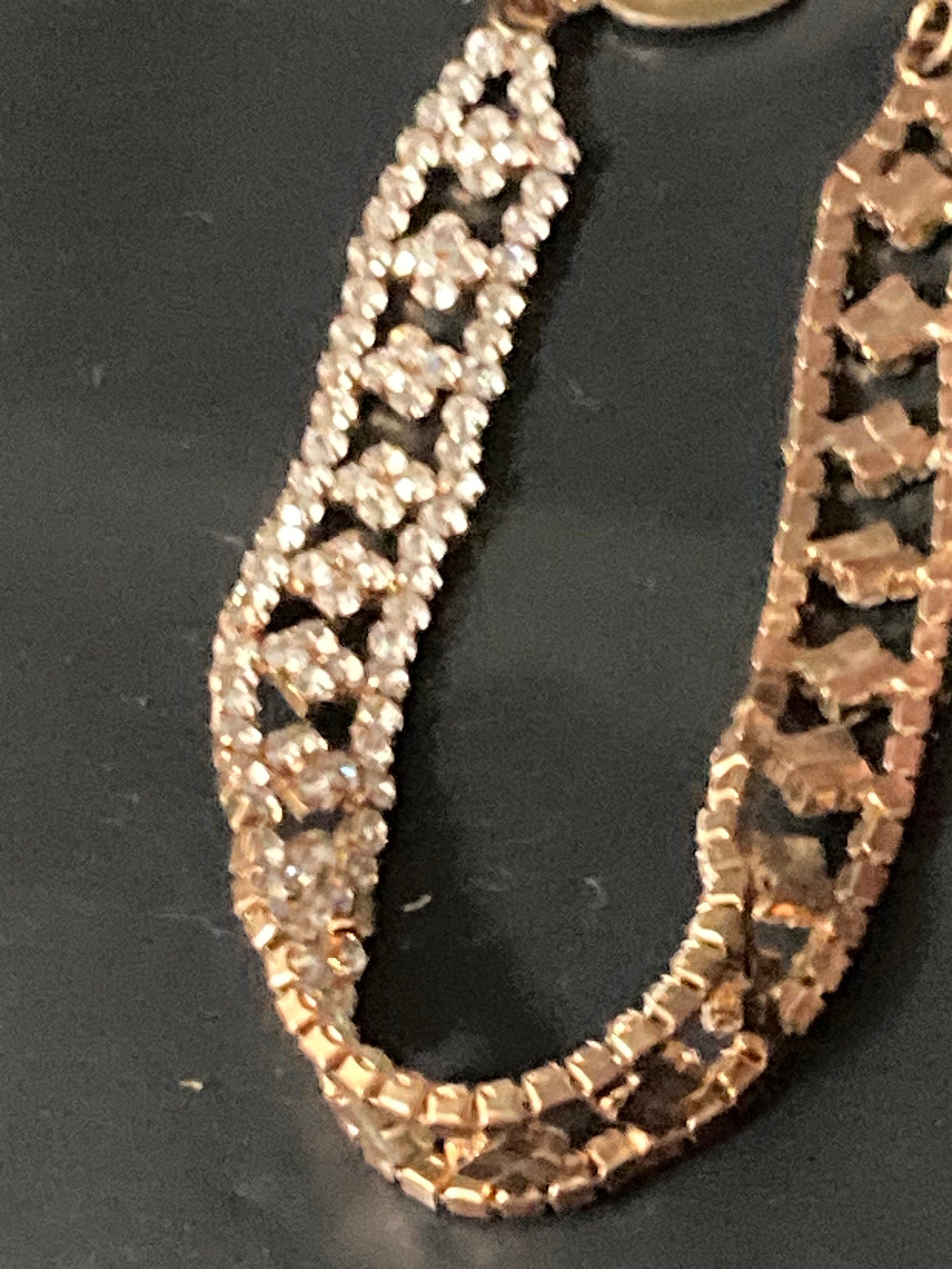Copper gold tone diamanté crystal adjustable rhinestone bracelet