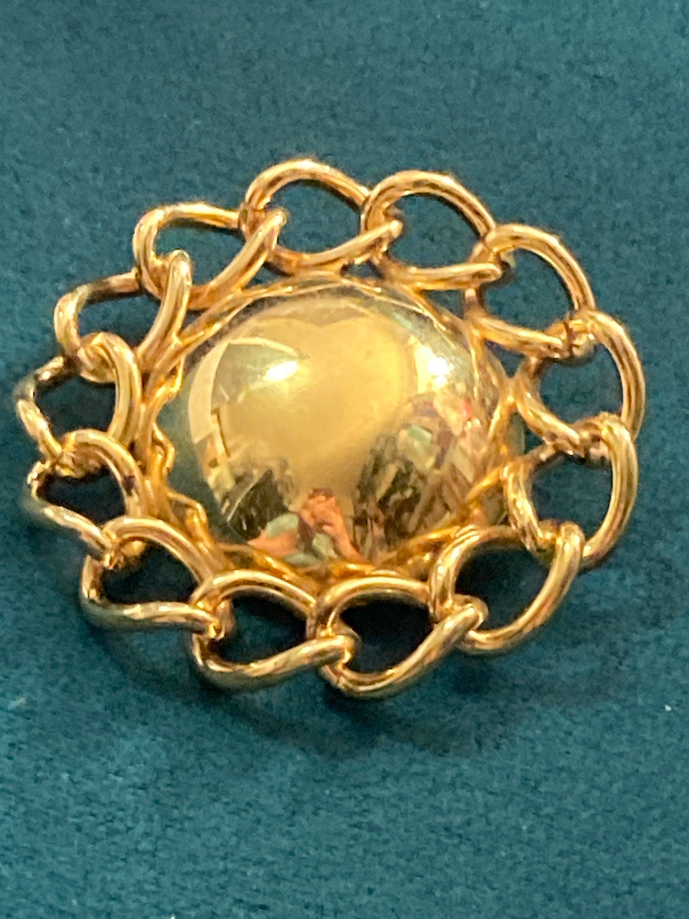 Signed MONET large gold tone abstract domed brooch