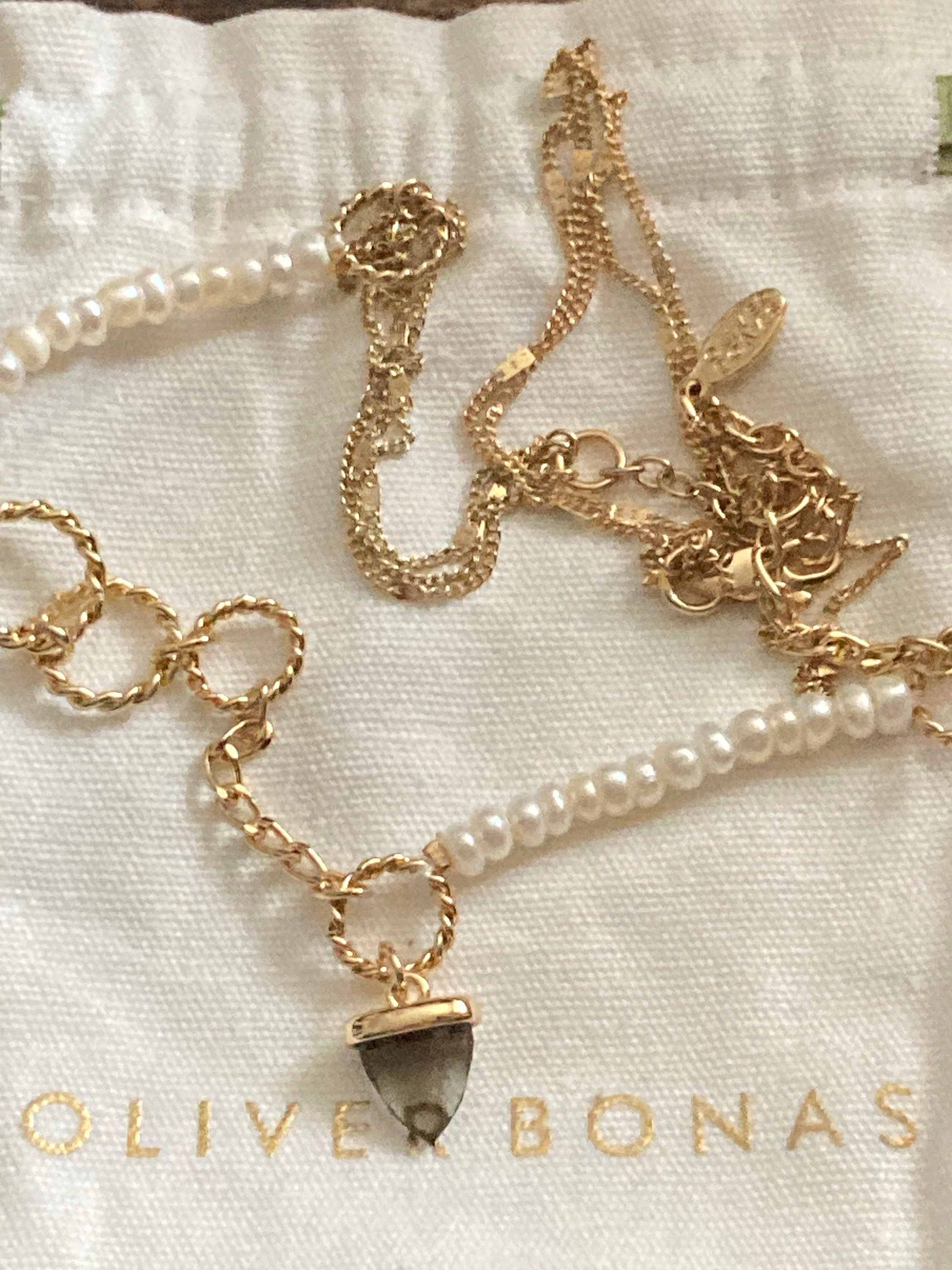 SOLIEL for Oliver Bonas gold plated pearl and topaz chain necklace