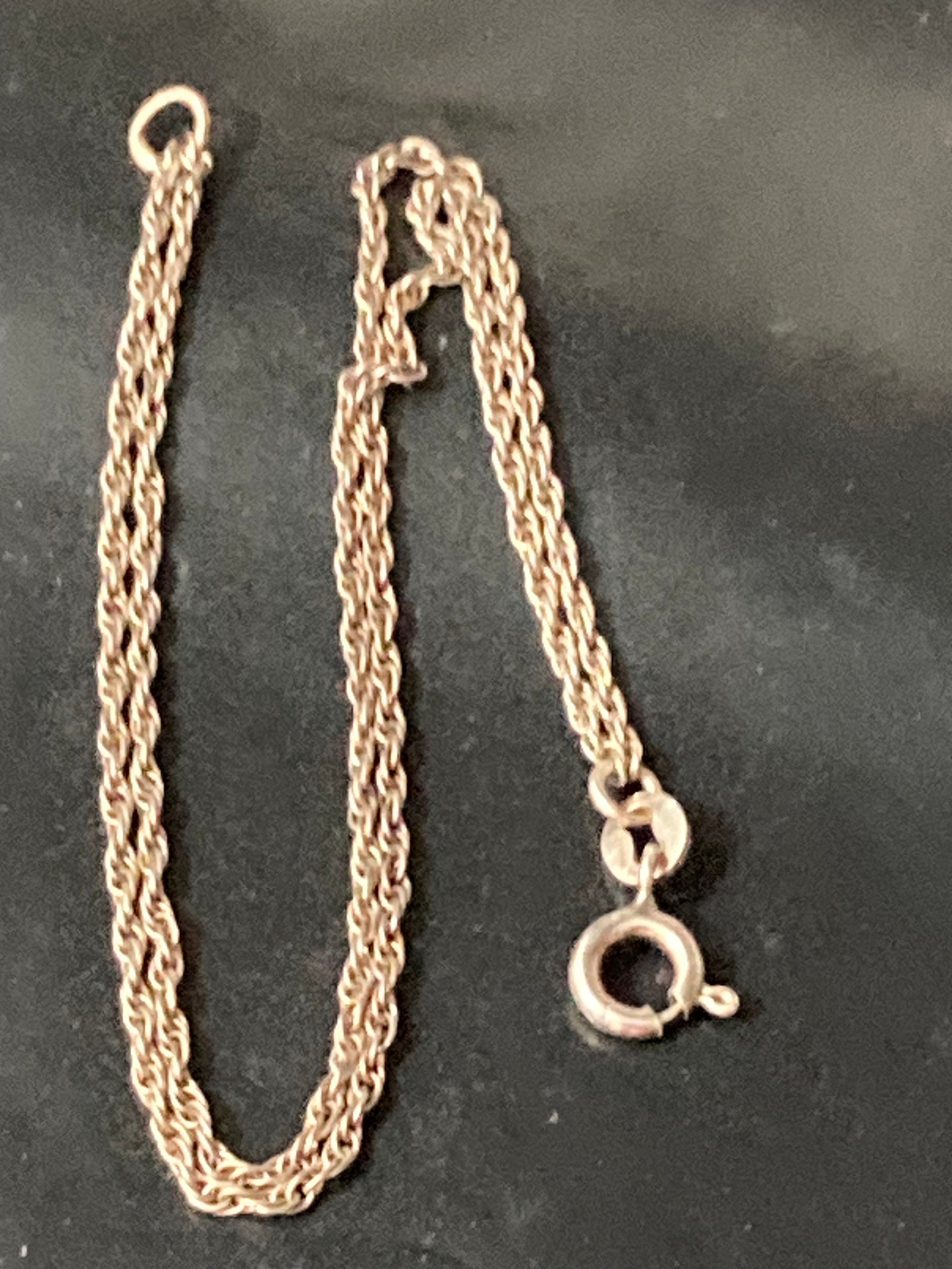 Vintage 925 Sterling silver 2 row fine rope twist chain link bracelet