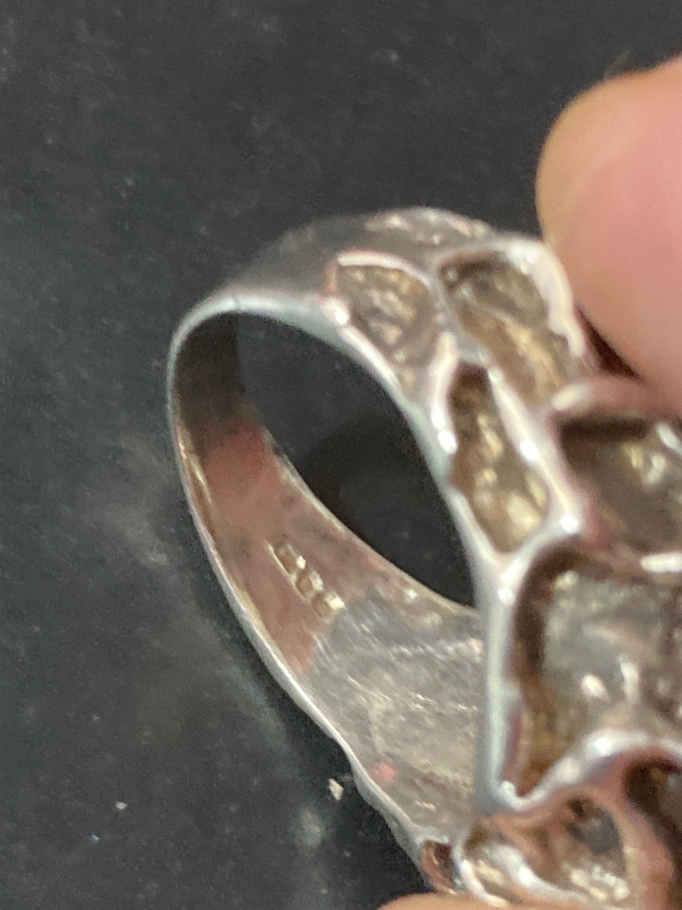 Heavy chunky SIZE P sterling silver 925 modernist brutalist ring 11.4 grams