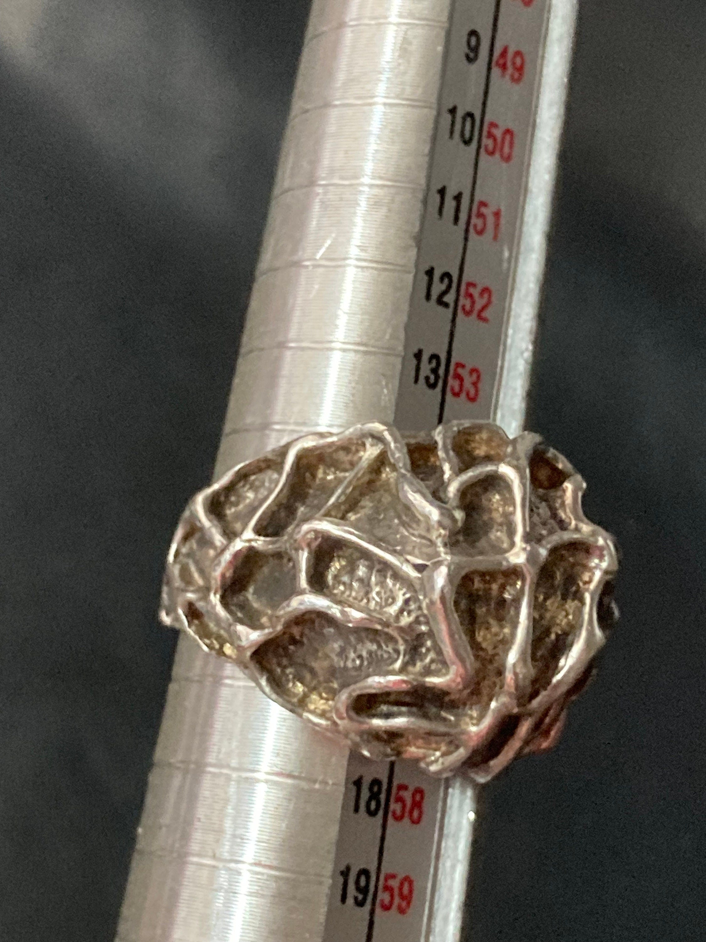 Heavy chunky SIZE P sterling silver 925 modernist brutalist ring 11.4 grams