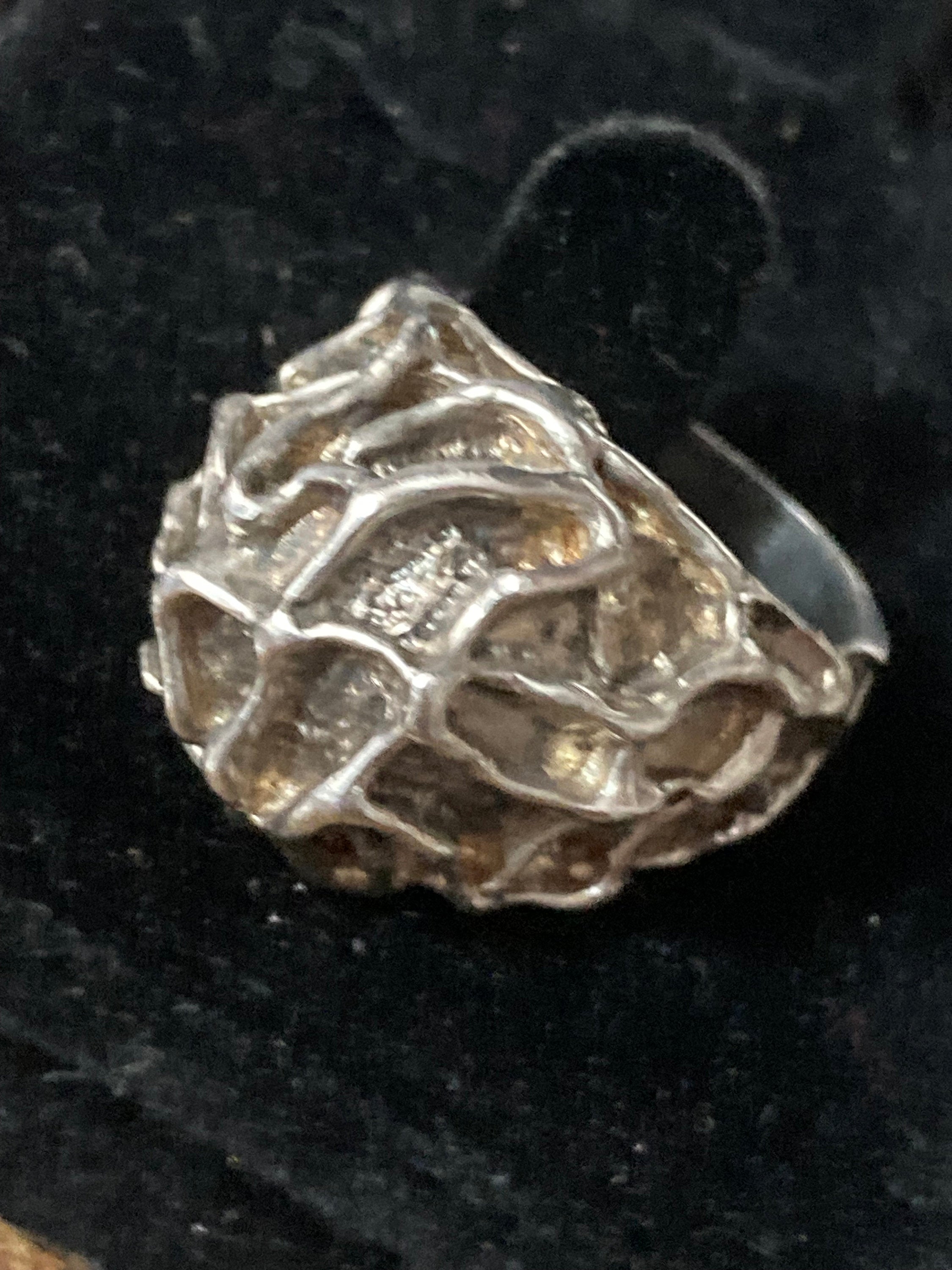 Heavy chunky SIZE P sterling silver 925 modernist brutalist ring 11.4 grams