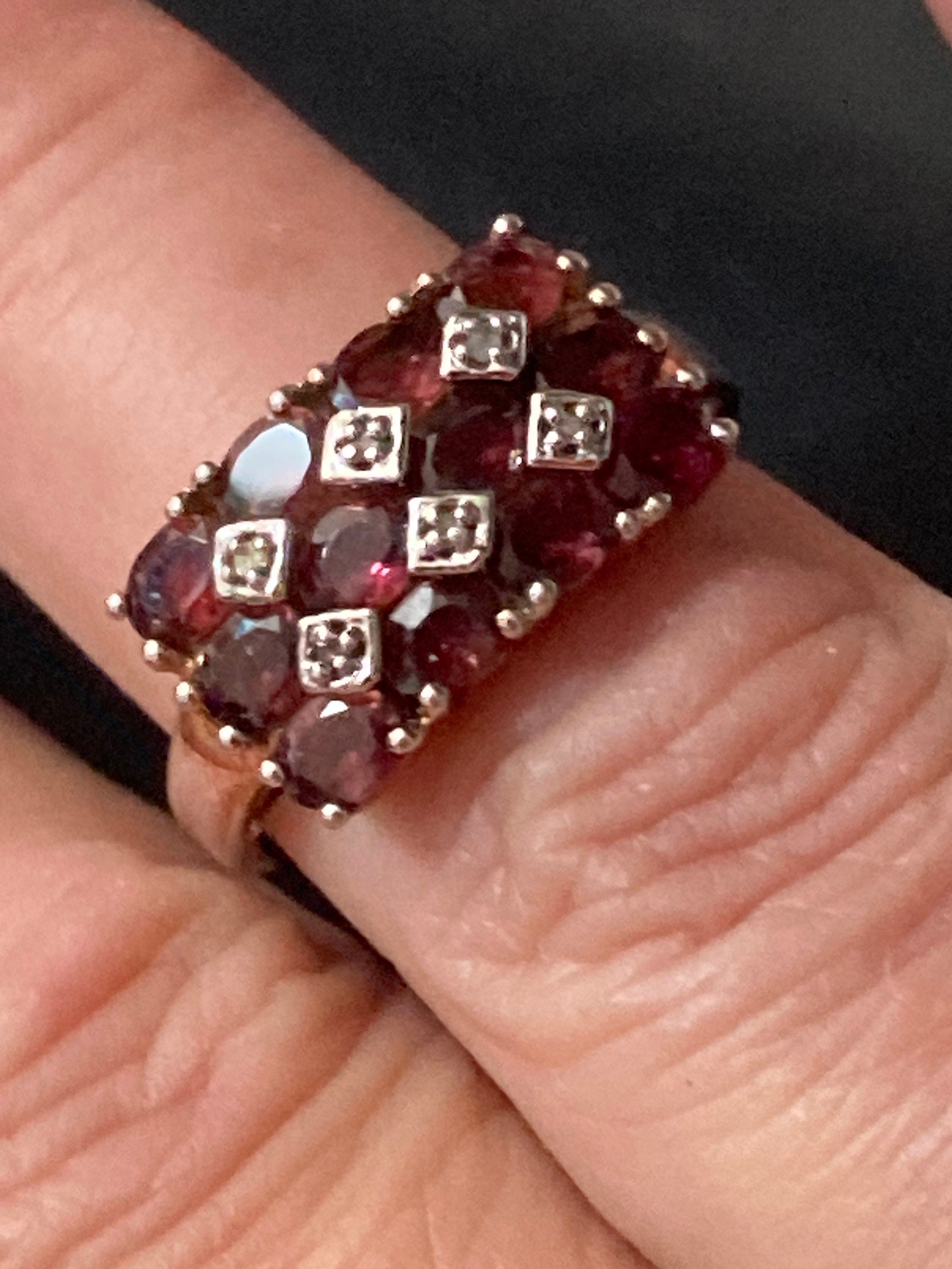 vintage garnet rhodolite or purple AMETHYST dress ring size N 925 sterling silver TGGC