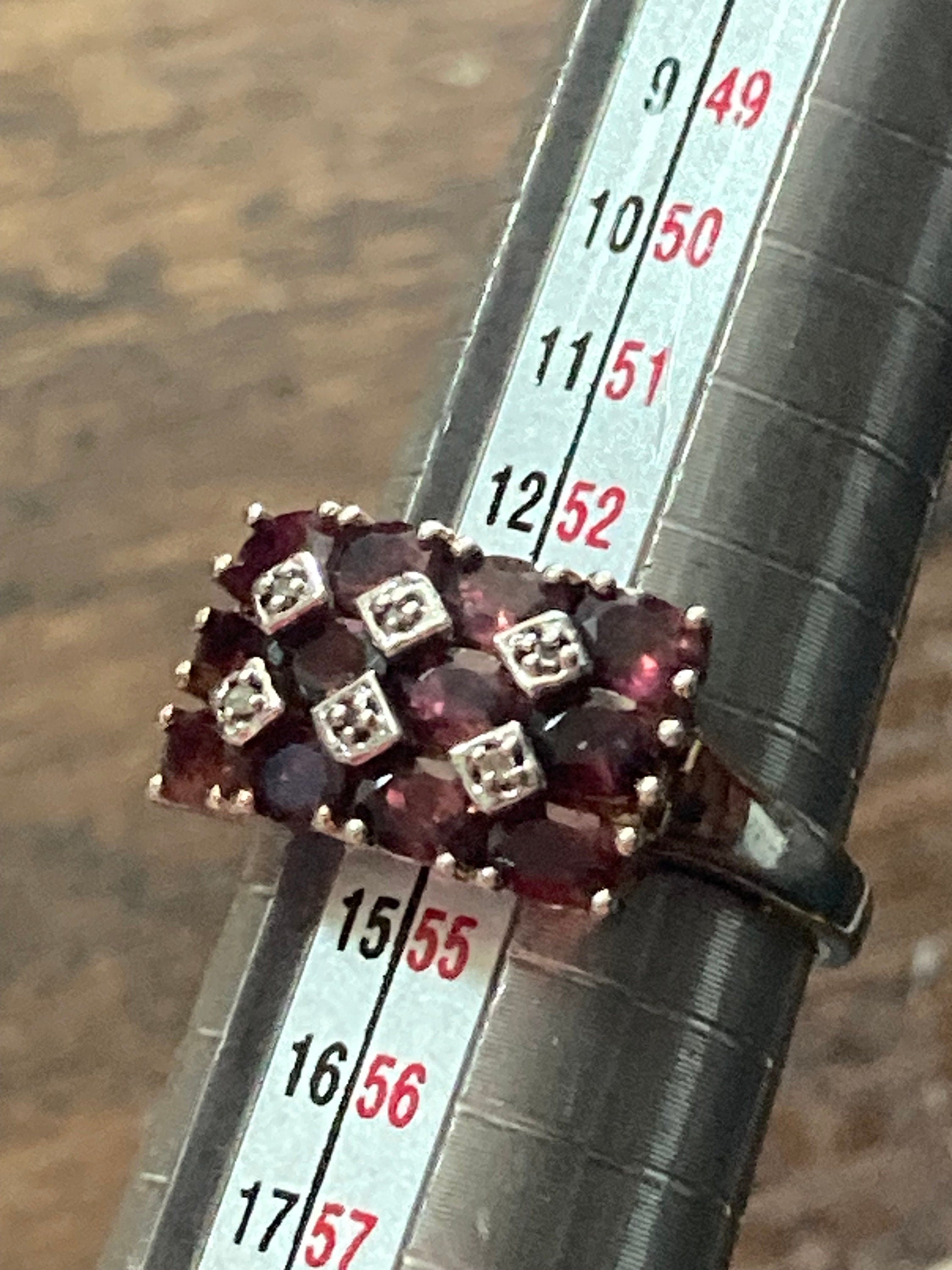 vintage garnet rhodolite or purple AMETHYST dress ring size N 925 sterling silver TGGC