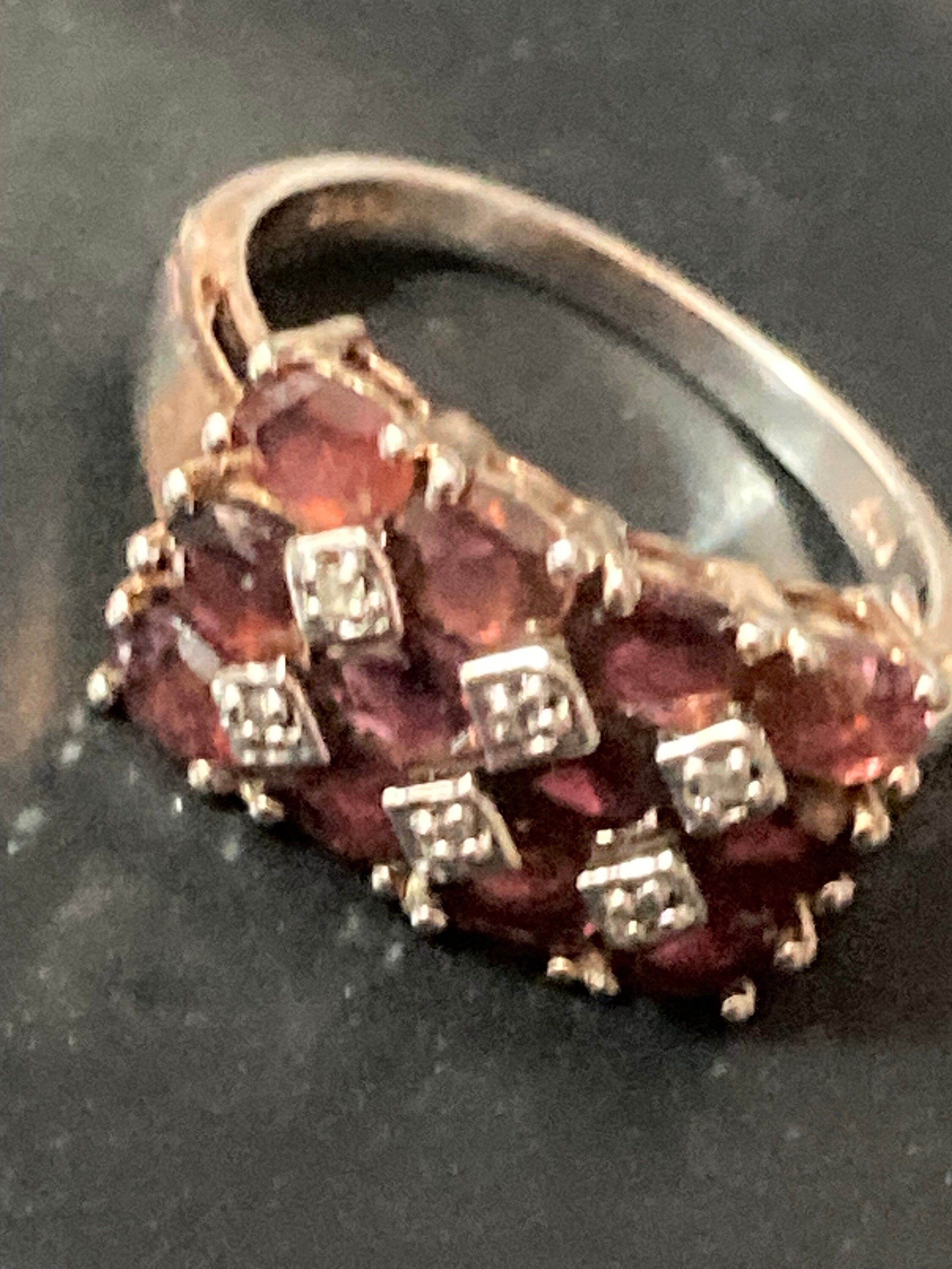 vintage garnet rhodolite or purple AMETHYST dress ring size N 925 sterling silver TGGC