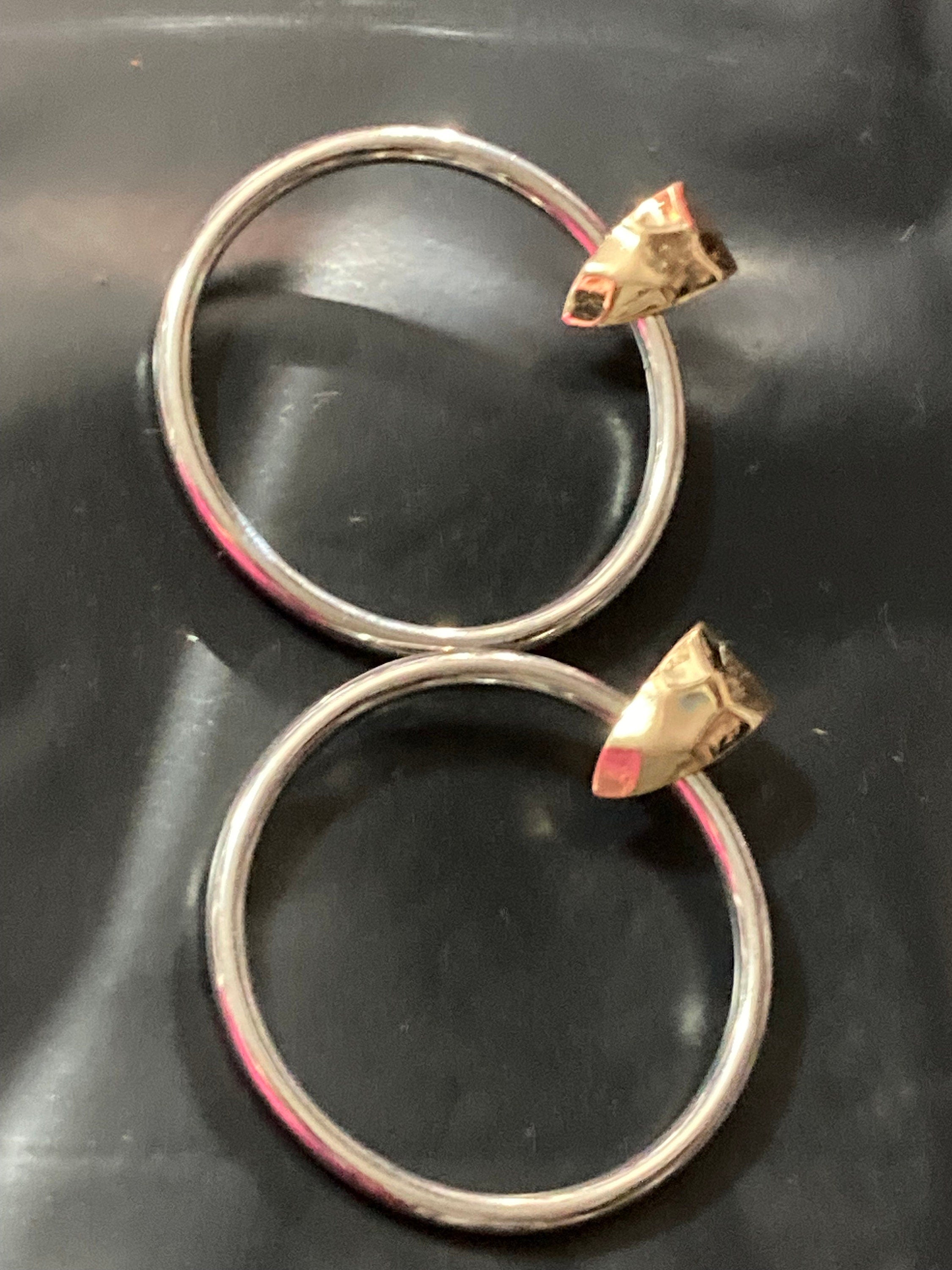 Oversized gold and silver tone 5.5cm hoop retro pierced earrings