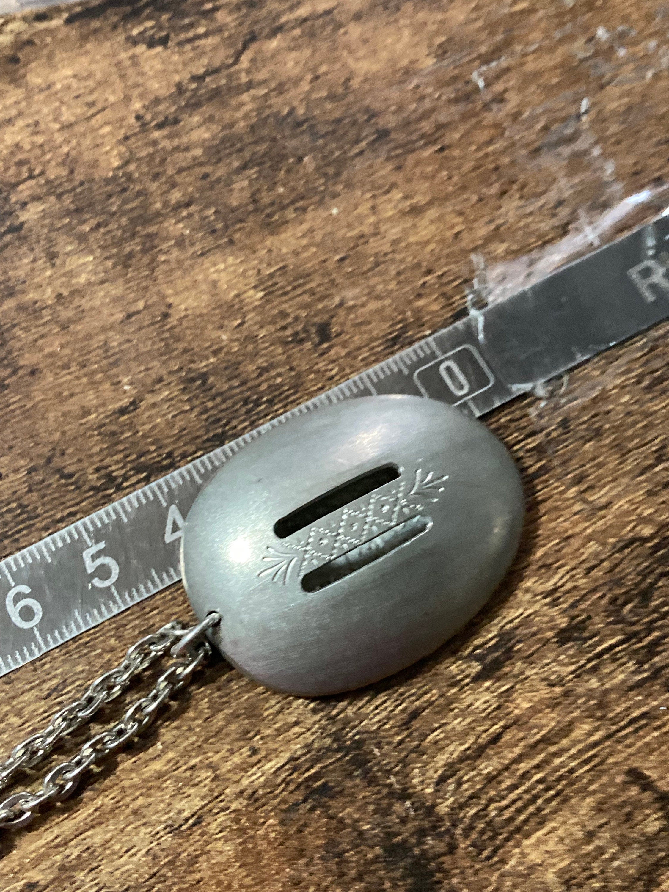 Modernist silver tone stainless Steel necklace with 3d detail