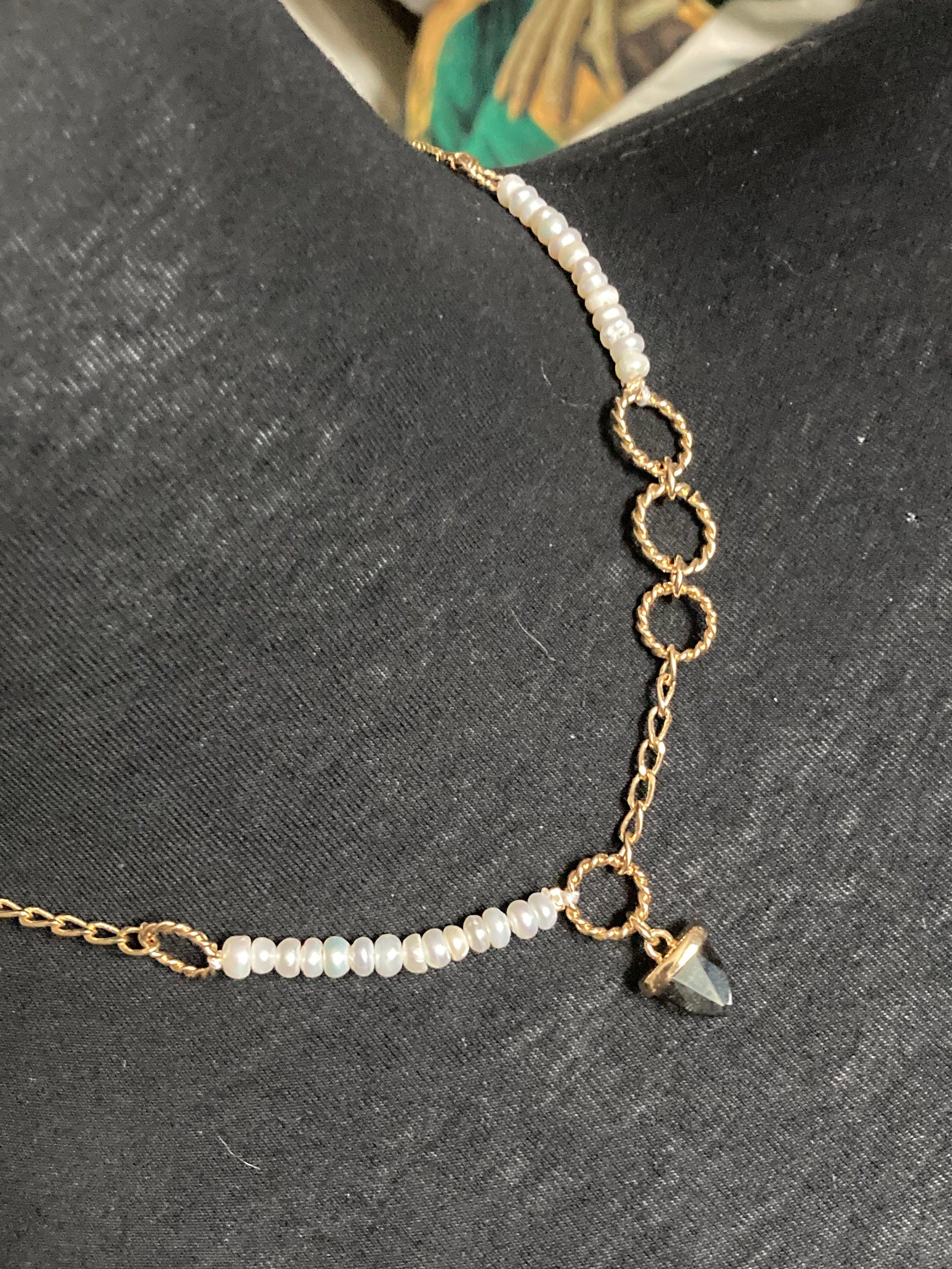 SOLIEL for Oliver Bonas gold plated pearl and topaz chain necklace