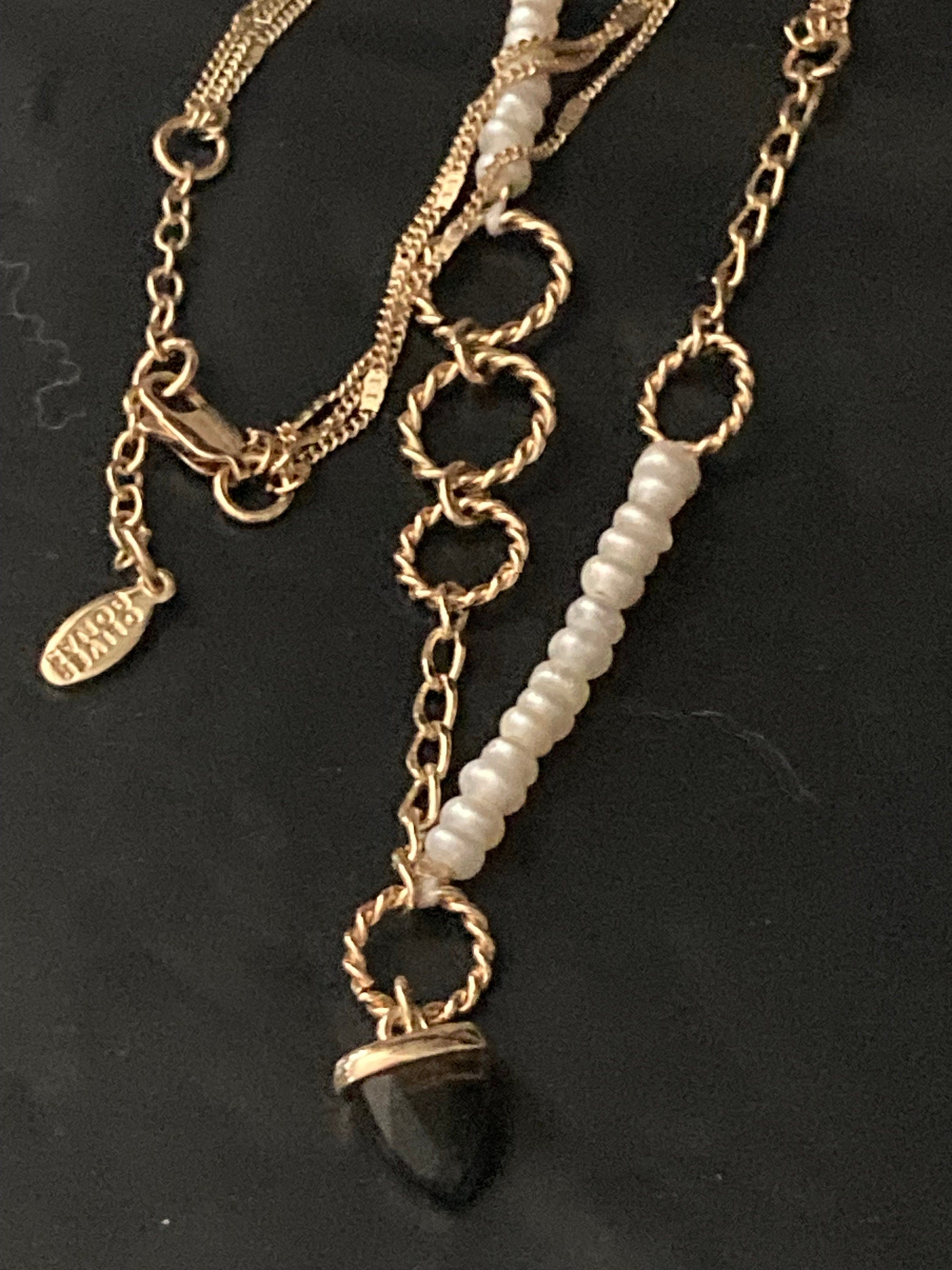 SOLIEL for Oliver Bonas gold plated pearl and topaz chain necklace