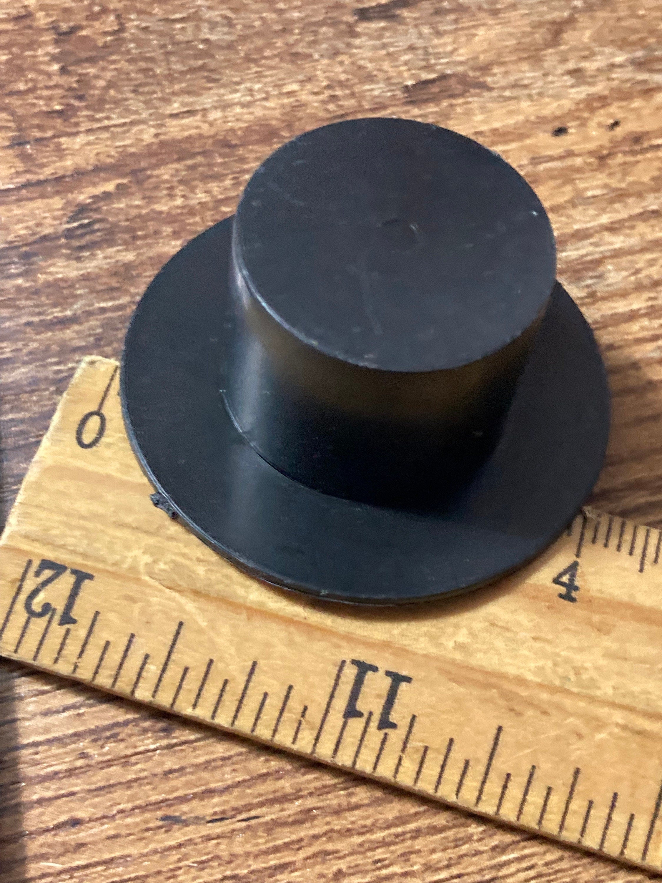 Large Miniature black plastic dolls top hat cake topper
