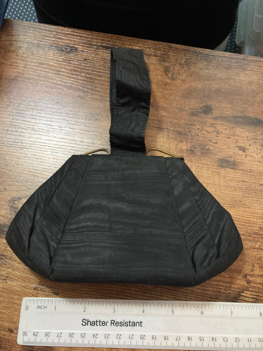 black shot silk Evening Bag Purse concealed Clasp Vintage Art Deco