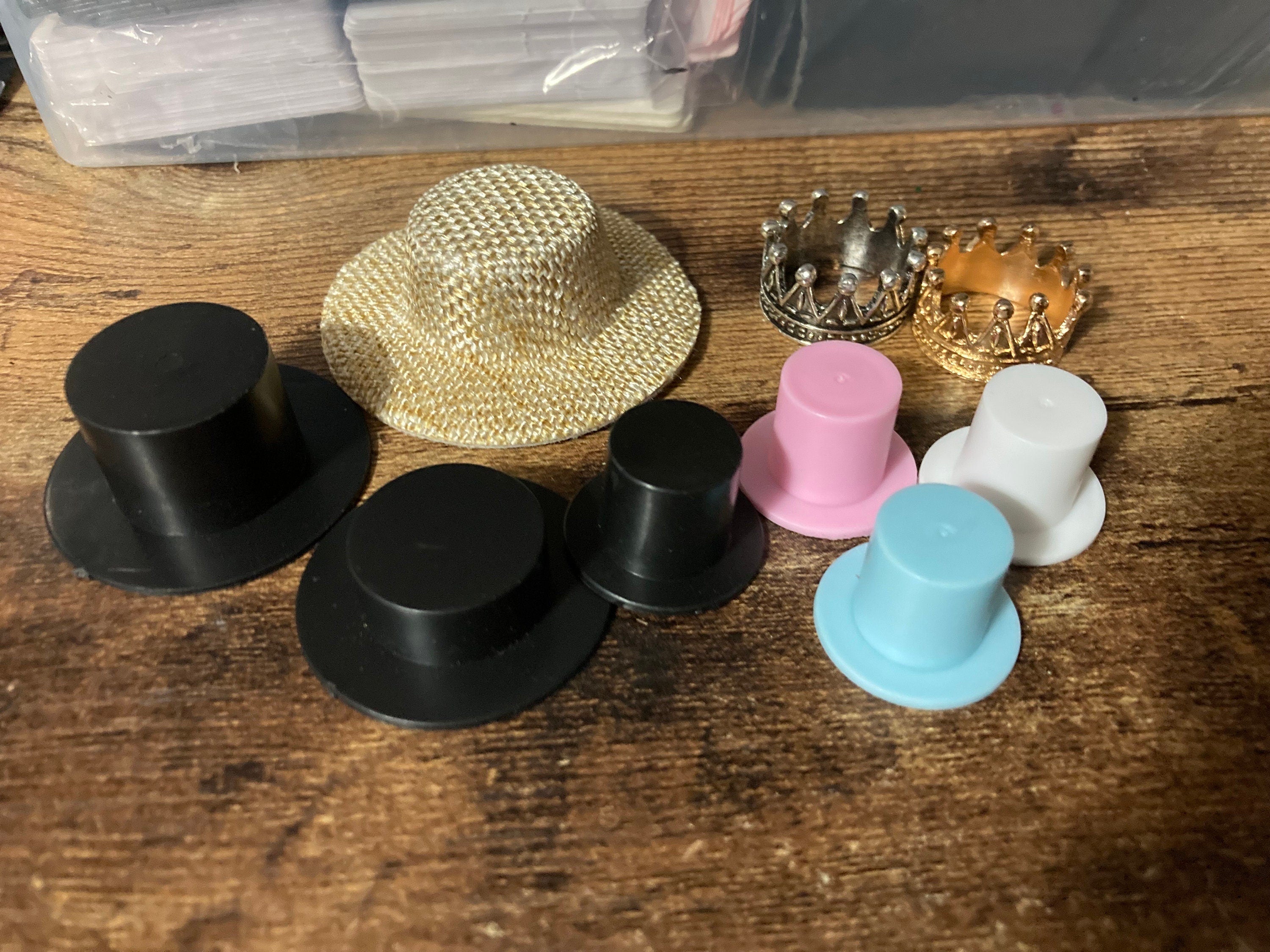 Large Miniature black plastic dolls top hat cake topper