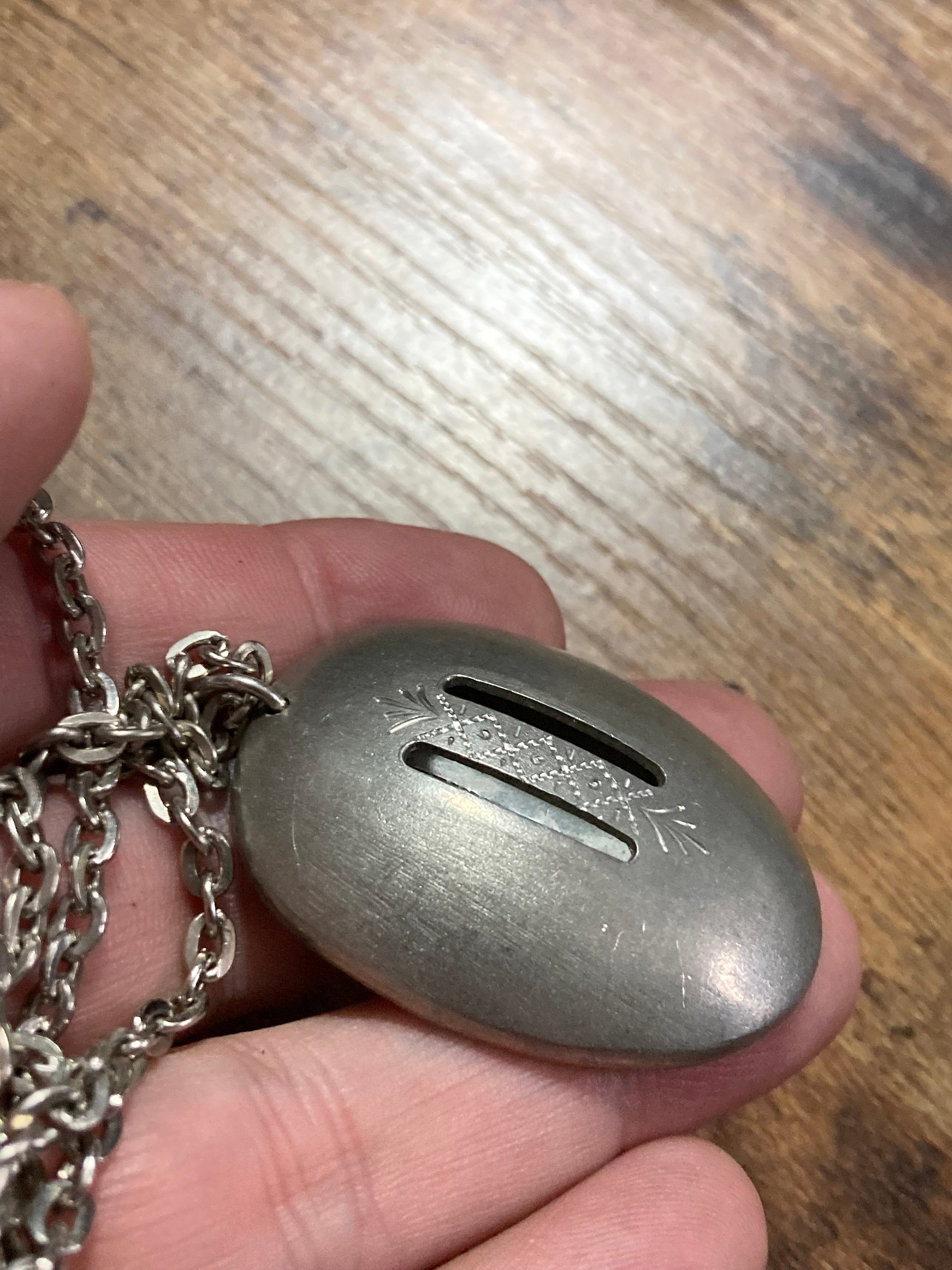 Modernist silver tone stainless Steel necklace with 3d detail