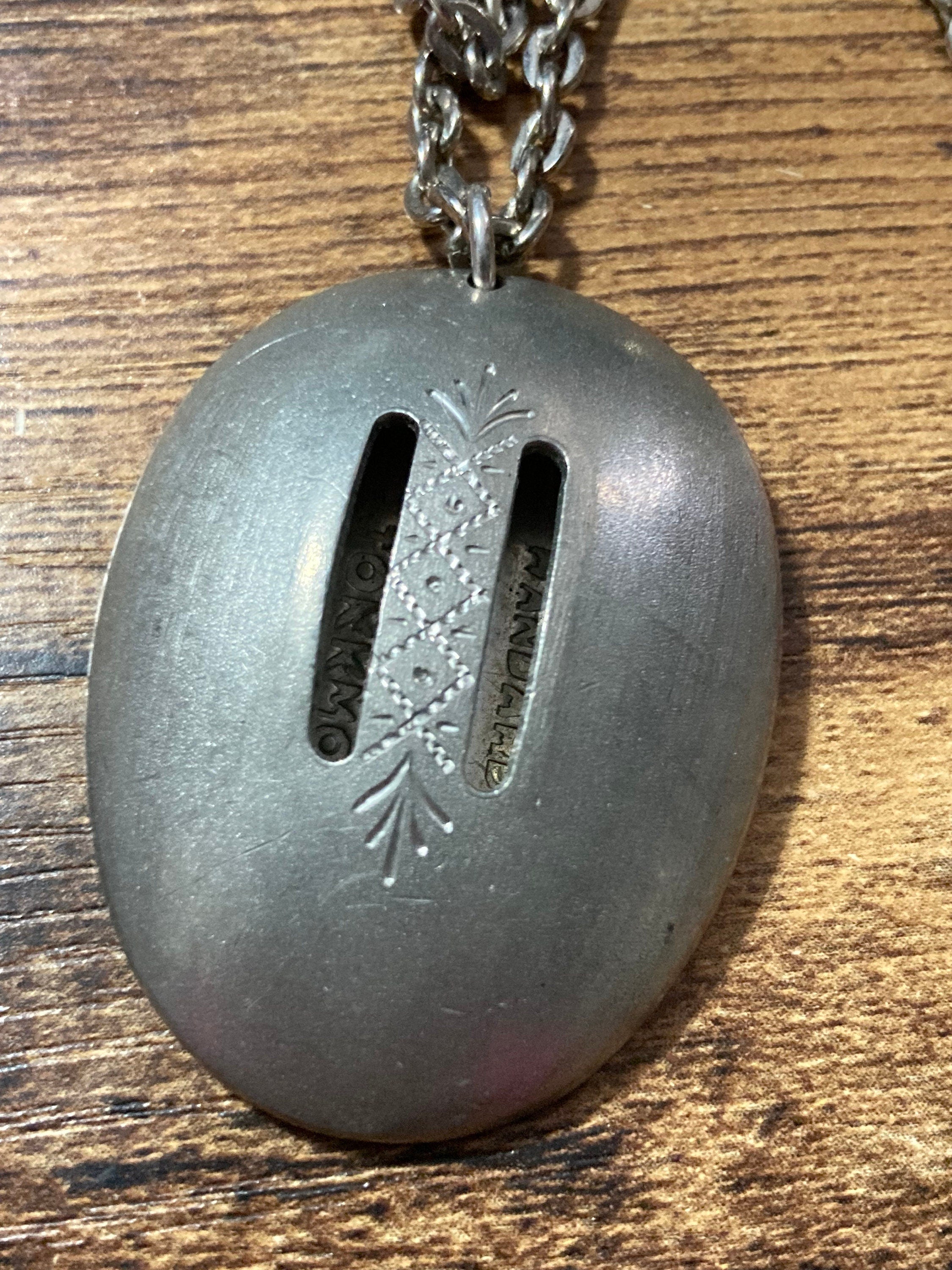 Modernist silver tone stainless Steel necklace with 3d detail