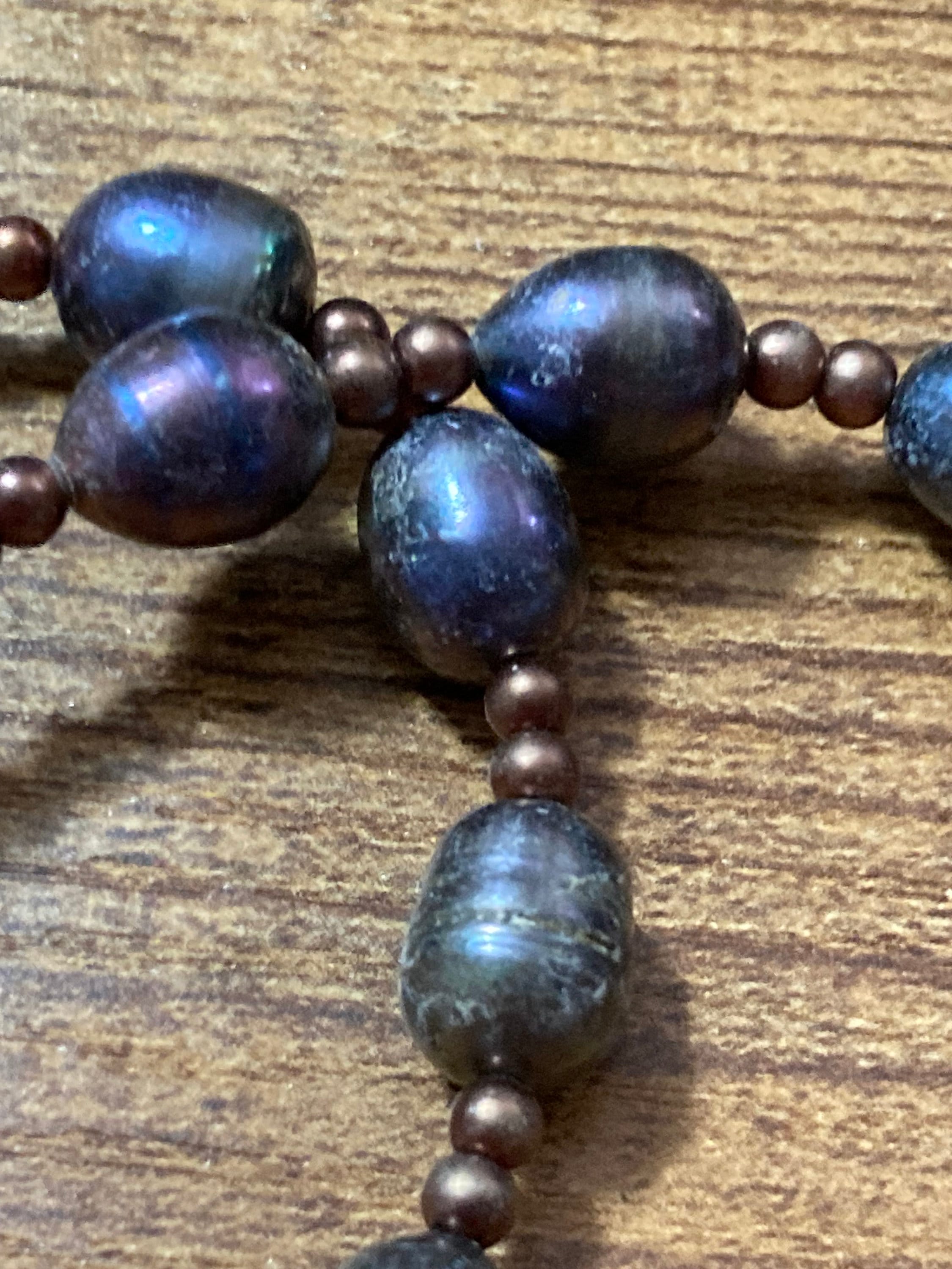 Genuine natural Dyed pearl purple beaded Tibetan face cabochon pendant drop necklace