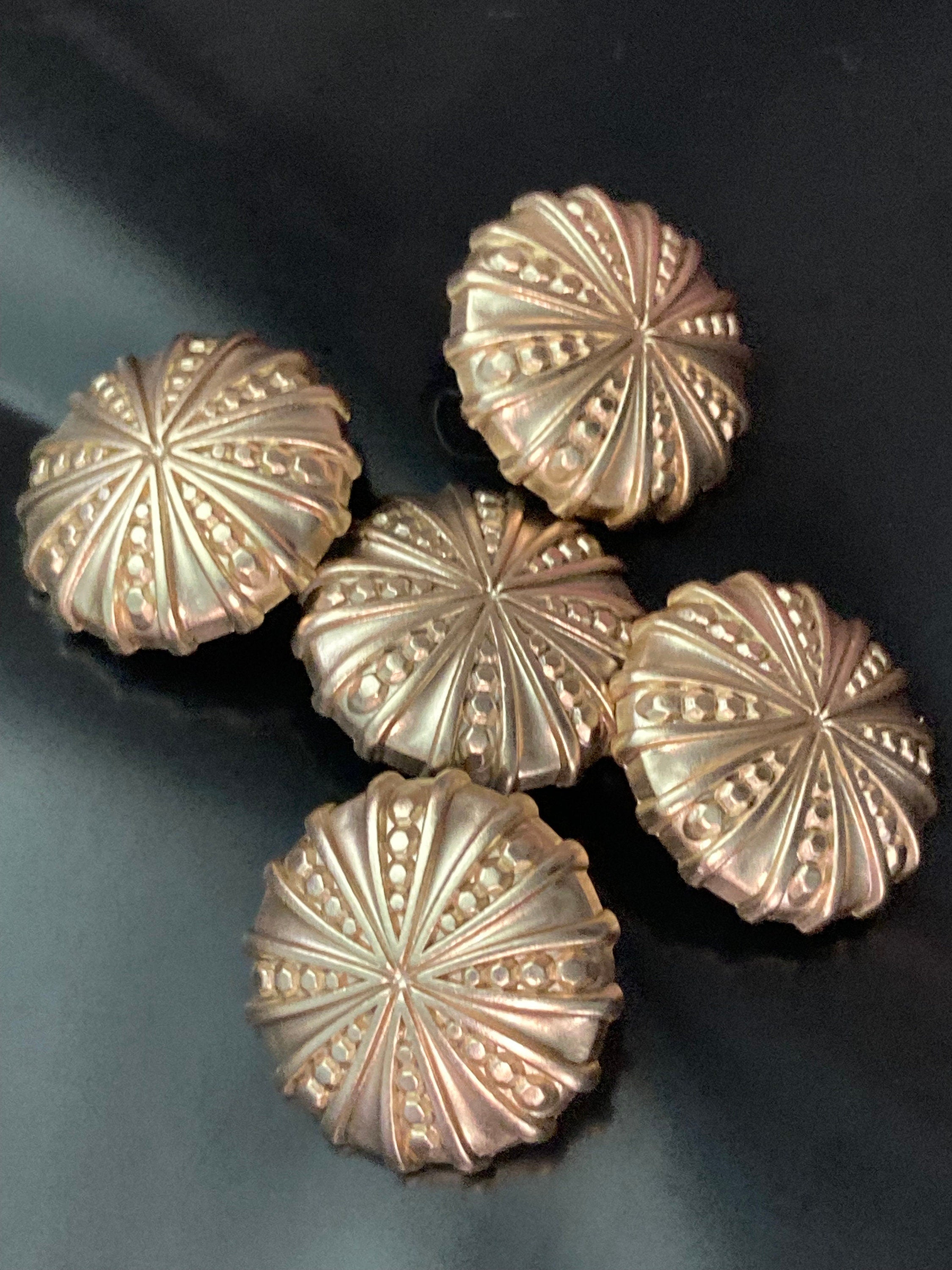 Pack 5 20mm Matt Sift gold tone Sea urchin nautical buttons with metal shank