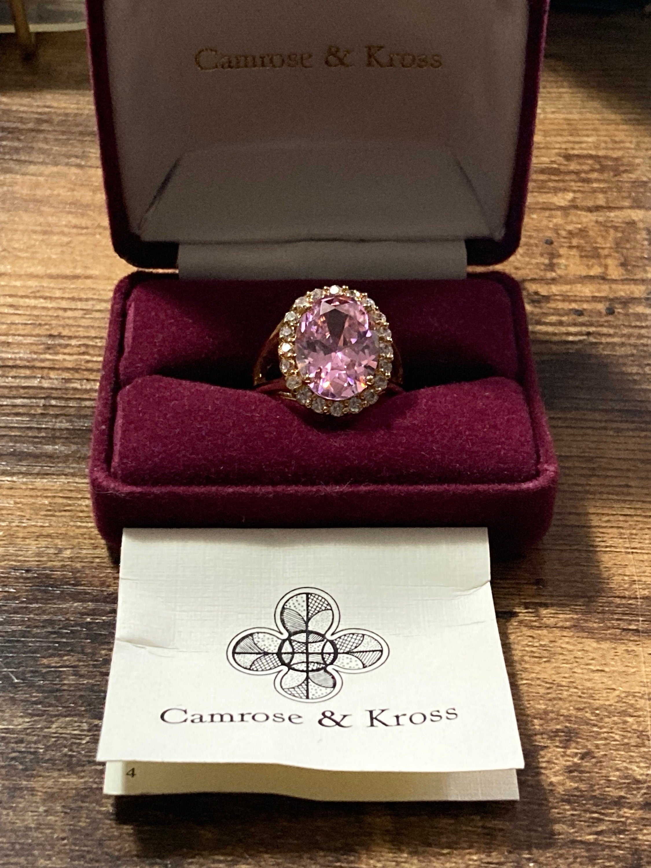 JBK Jacqueline Kennedy Vintage Pink Crystal Cocktail Ring - Size R.5