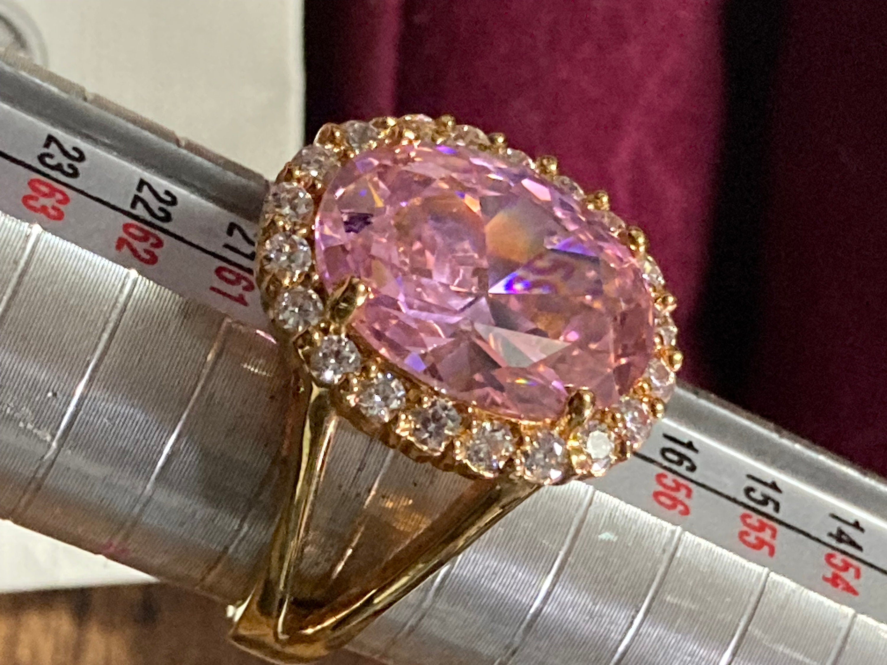 JBK Jacqueline Kennedy Vintage Pink Crystal Cocktail Ring - Size R.5