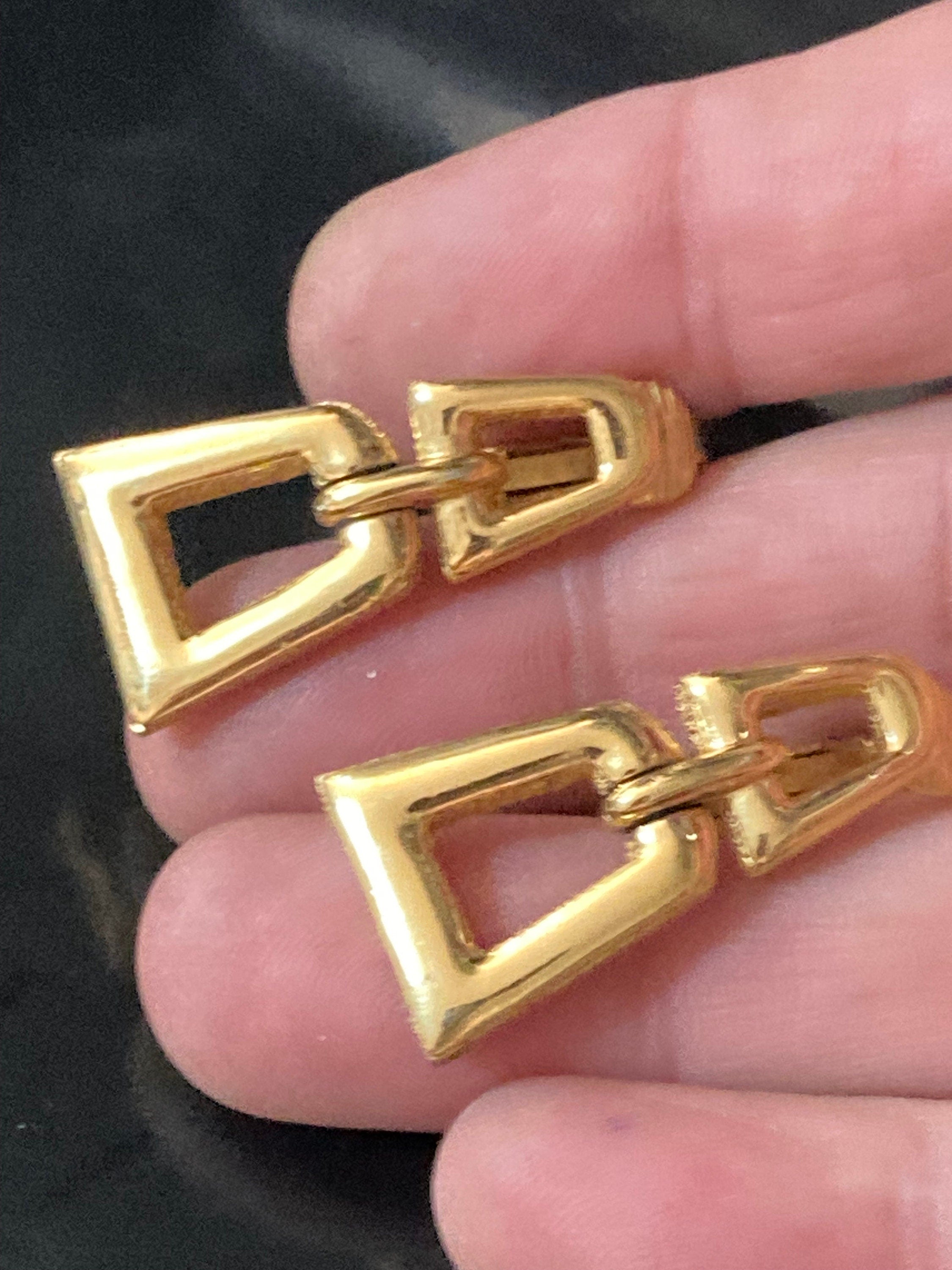 Signed d’orlan modernist gold tone door knocker clip on earrings DORLAN