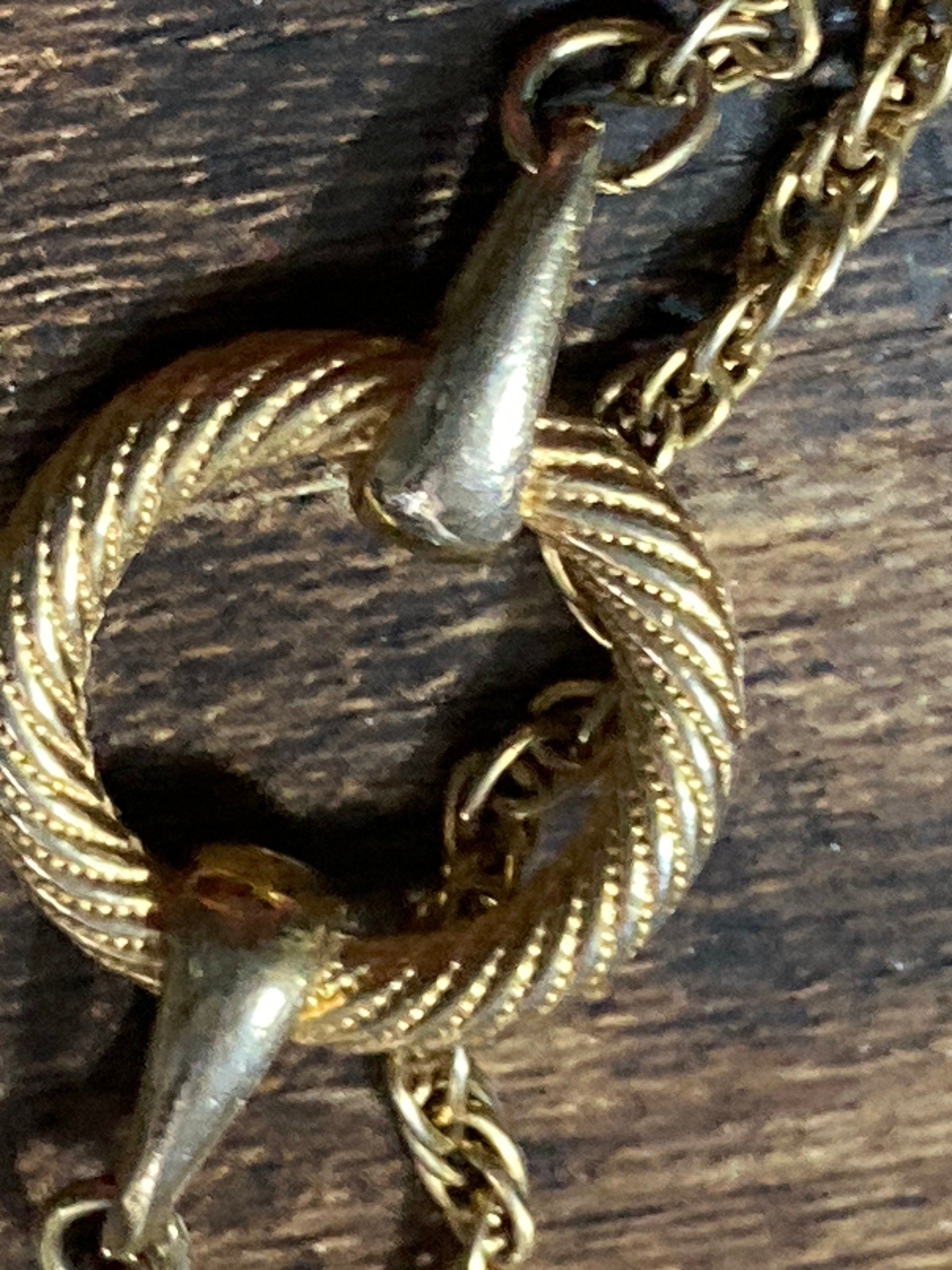 Signed d’orlan designer flapper length 135cm gold plated long hoops station chain necklace
