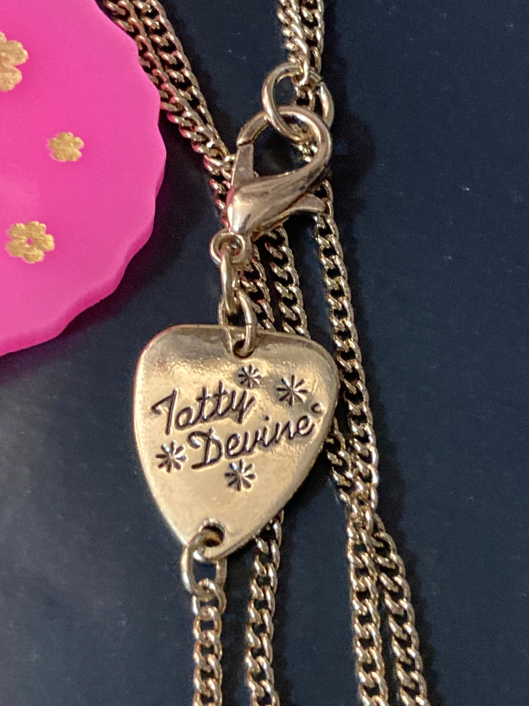 Tatty Devine Chinese lantern bright pink and gold pendant necklace