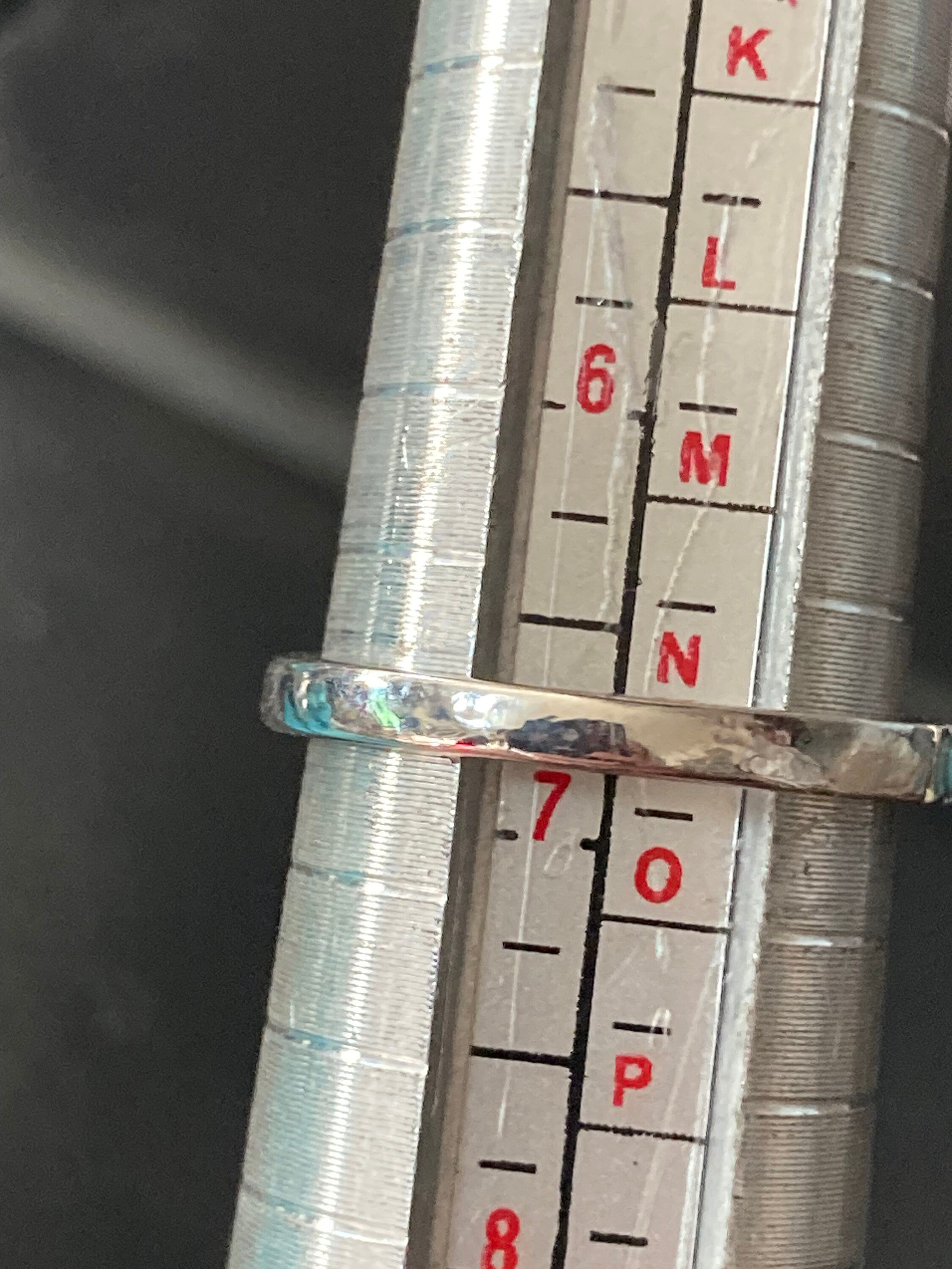 Stacking Size 54  N.5 silver tone turquoise diamanté slim dress ring