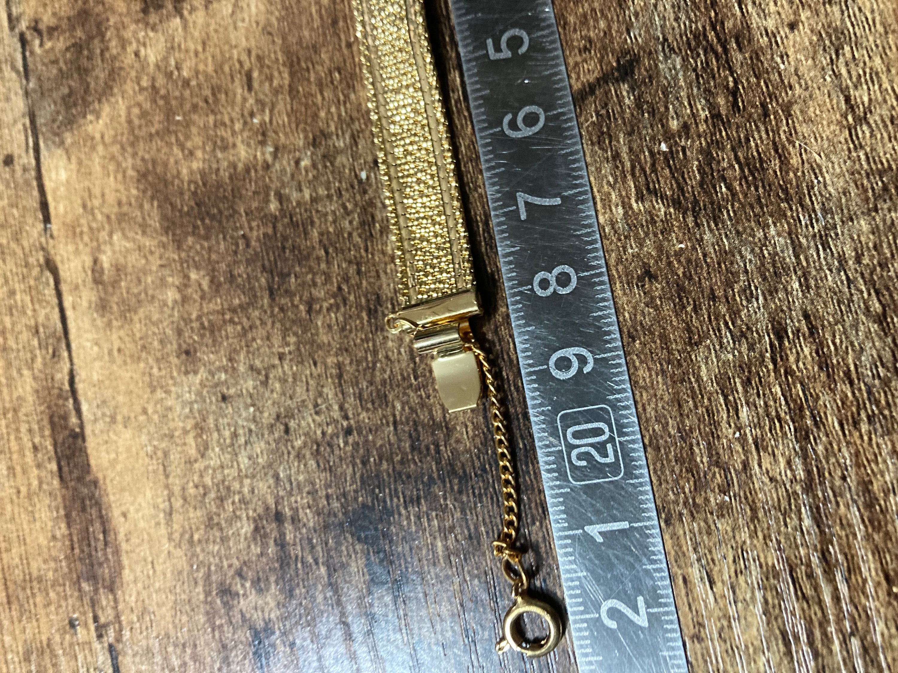 True Vintage pristine gold plated wide mesh flat link bangle bracelet 19 x 1cm old shop stock